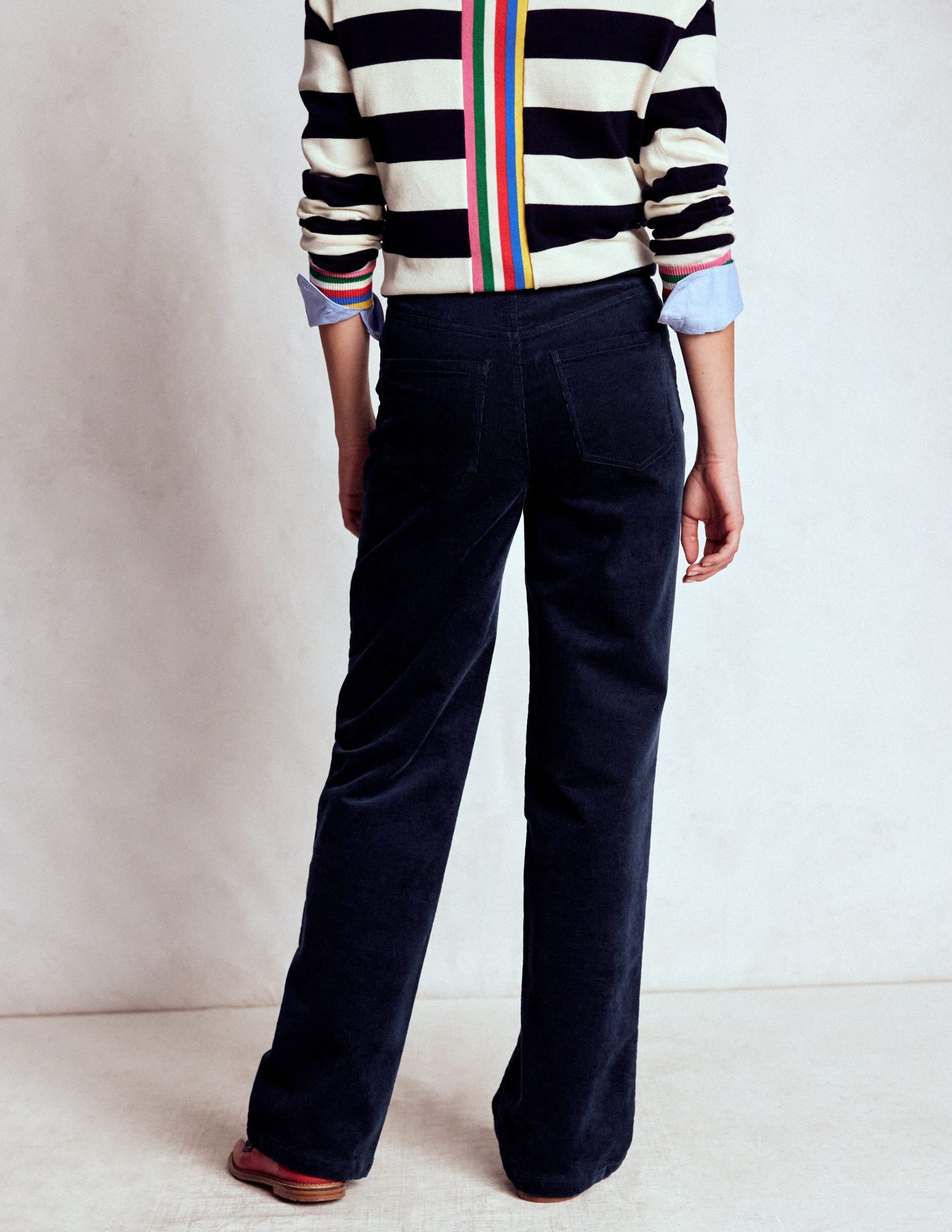 5-Pocket Cord Column Jeans-Navy - Image 3