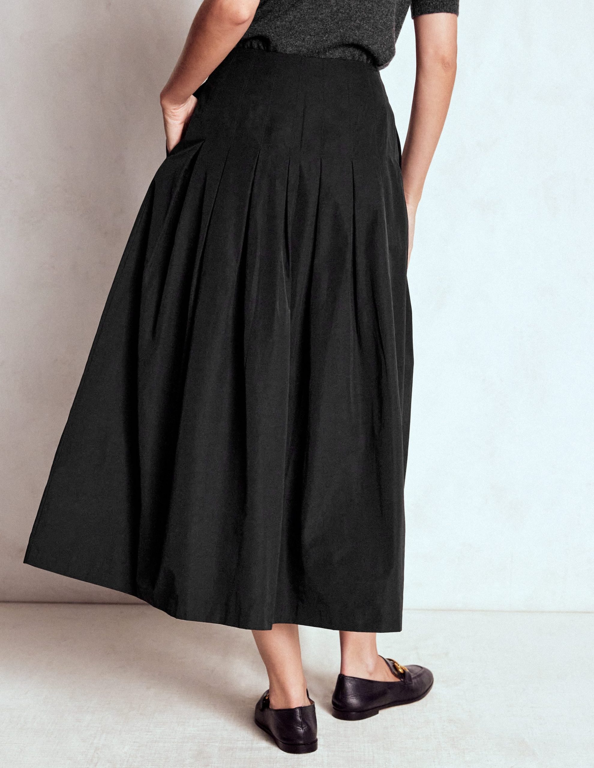 Valentina Taffeta Midi Skirt-Black - Image 3