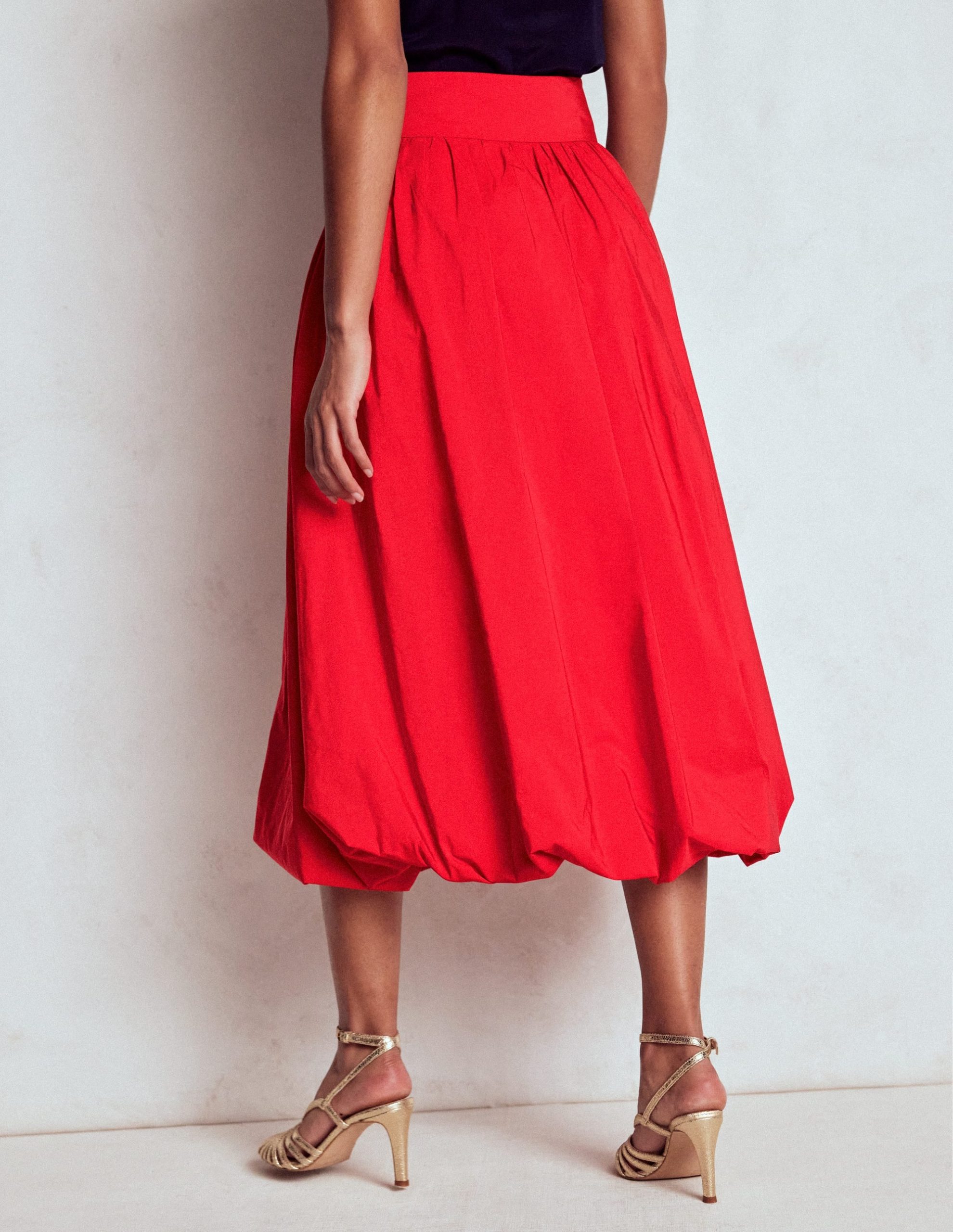 Bubble Hem Midi Skirt-Poppy Red - Image 3
