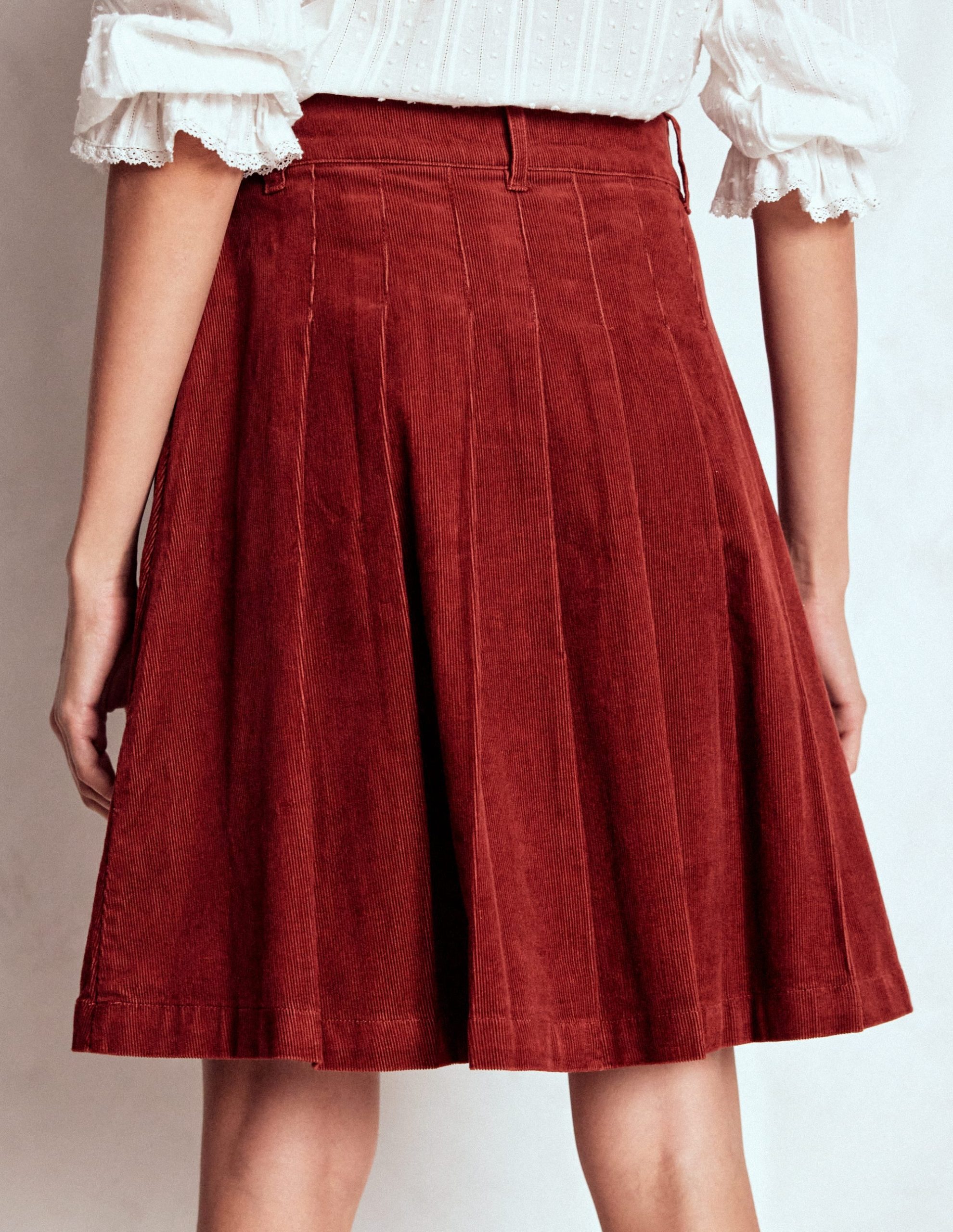 Pleated Cord Skirt-Fired Brick - Image 3