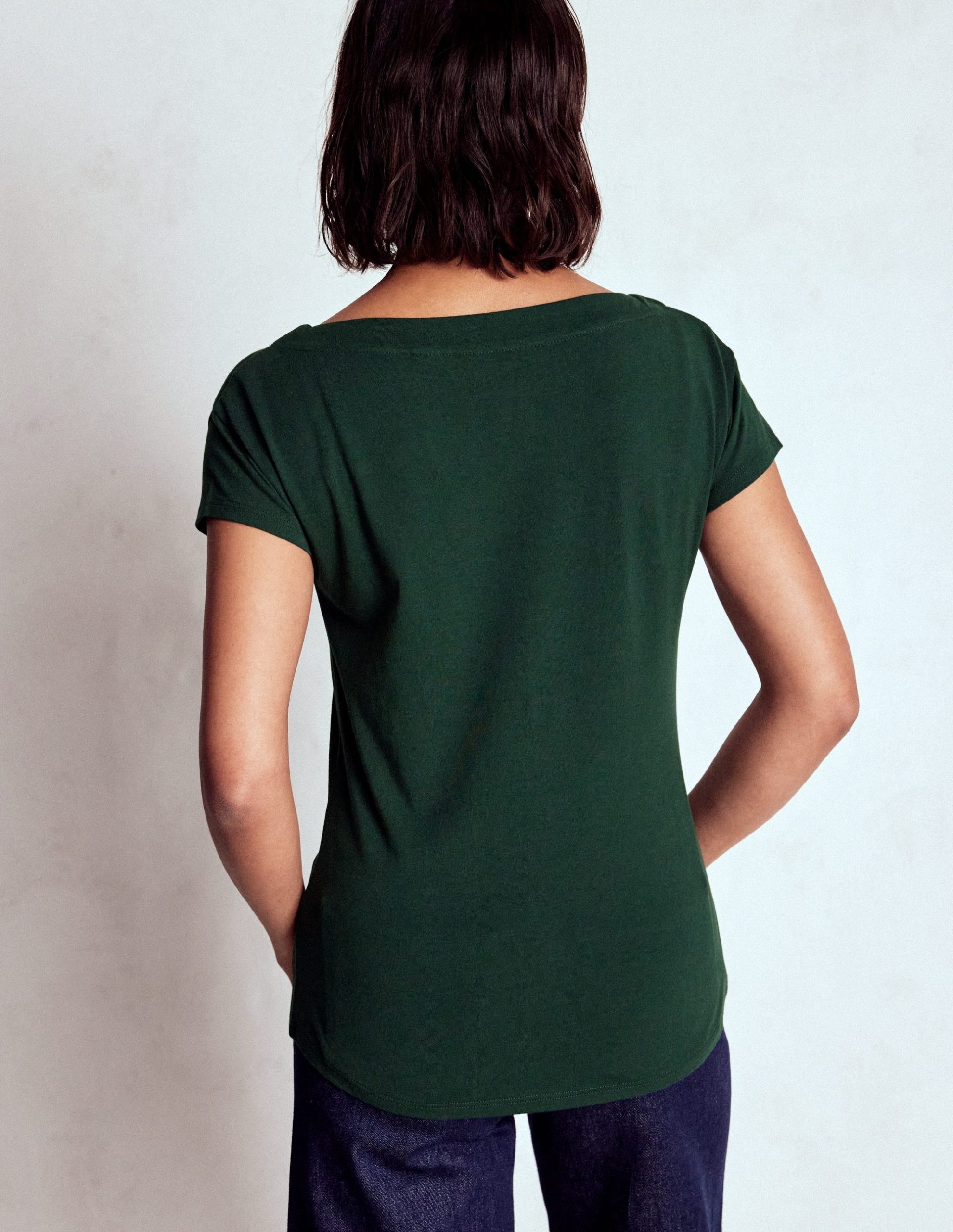 Supersoft Boat Neck T-Shirt-Green Pine - Image 3