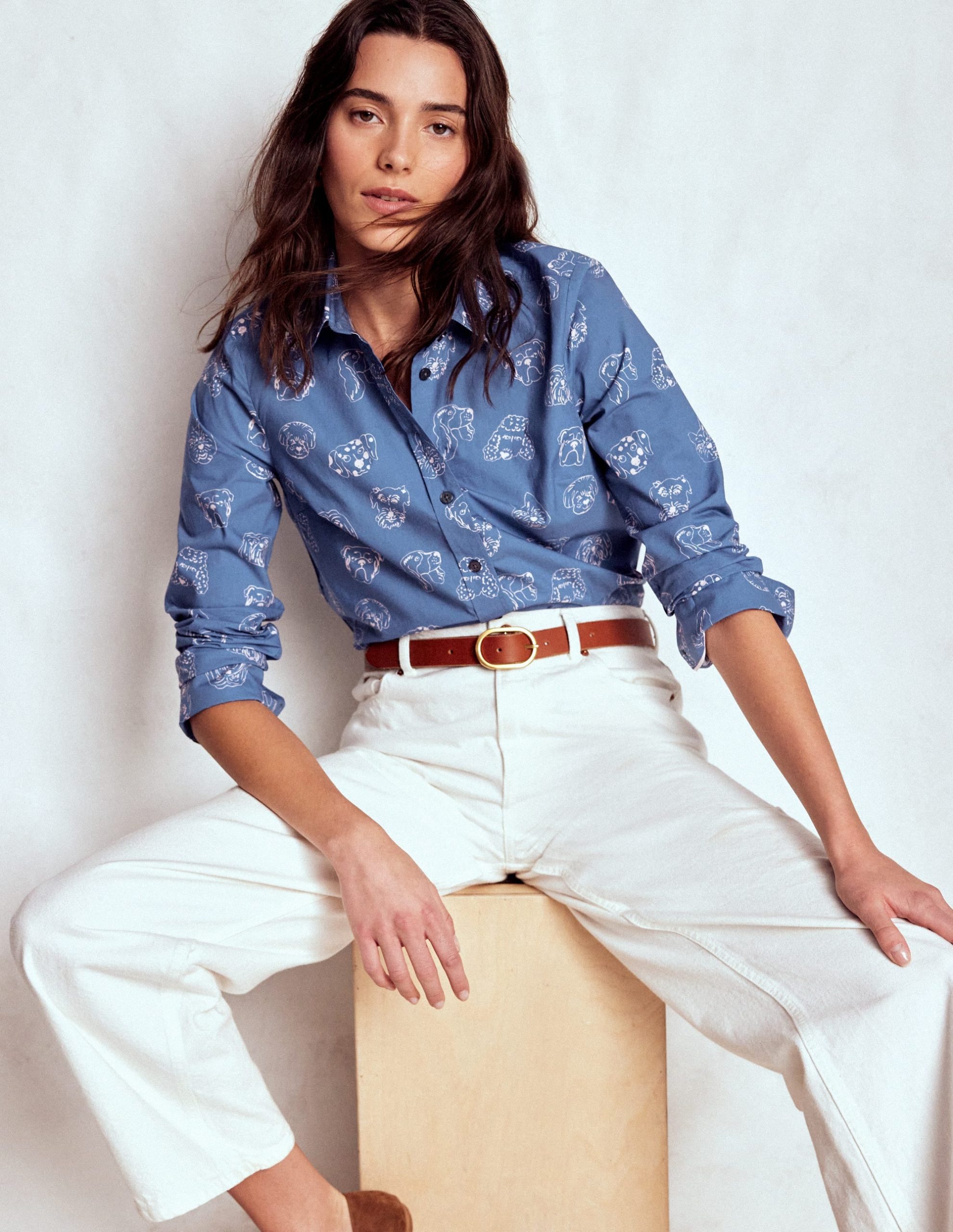 Sienna Cotton Shirt-Blue. Multi Dogs - Image 4