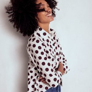 Sienna Cotton Shirt-Deep Wisteria. Spots