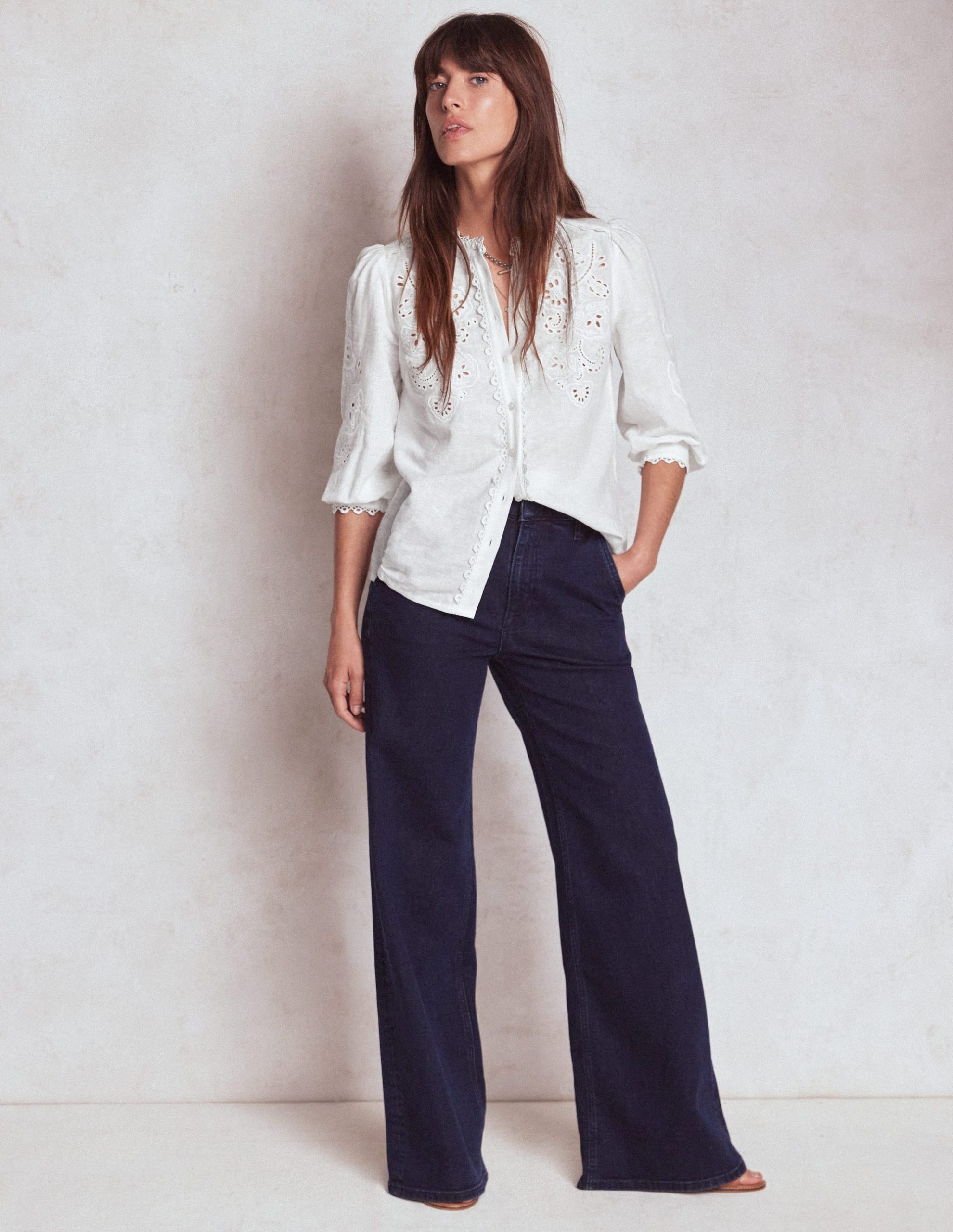 Alicia Cutwork Linen Top-White. Cutwork Embroidery - Image 4