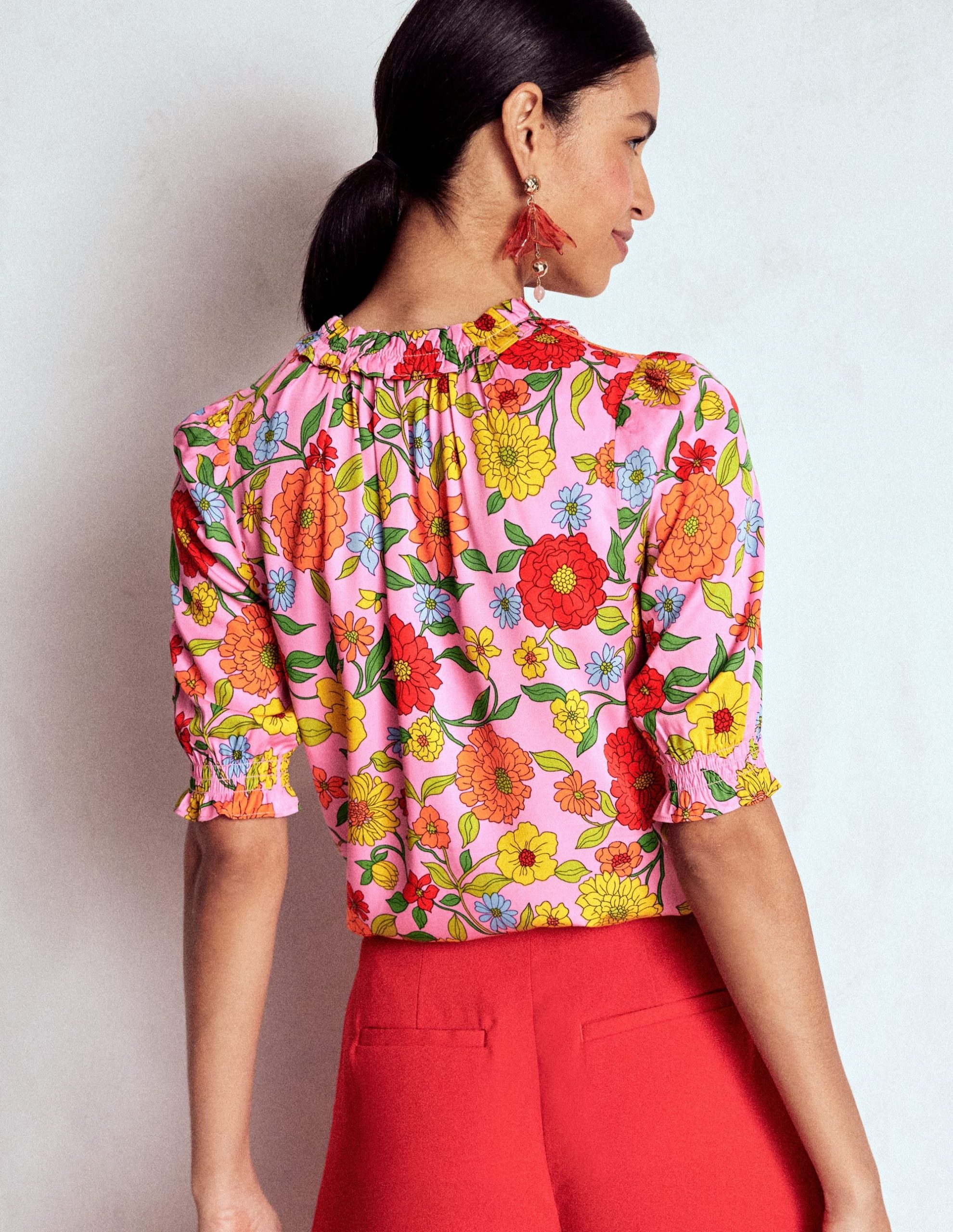 Ria Short Sleeve Top-Rose Bloom. Dahlia Trial - Image 3