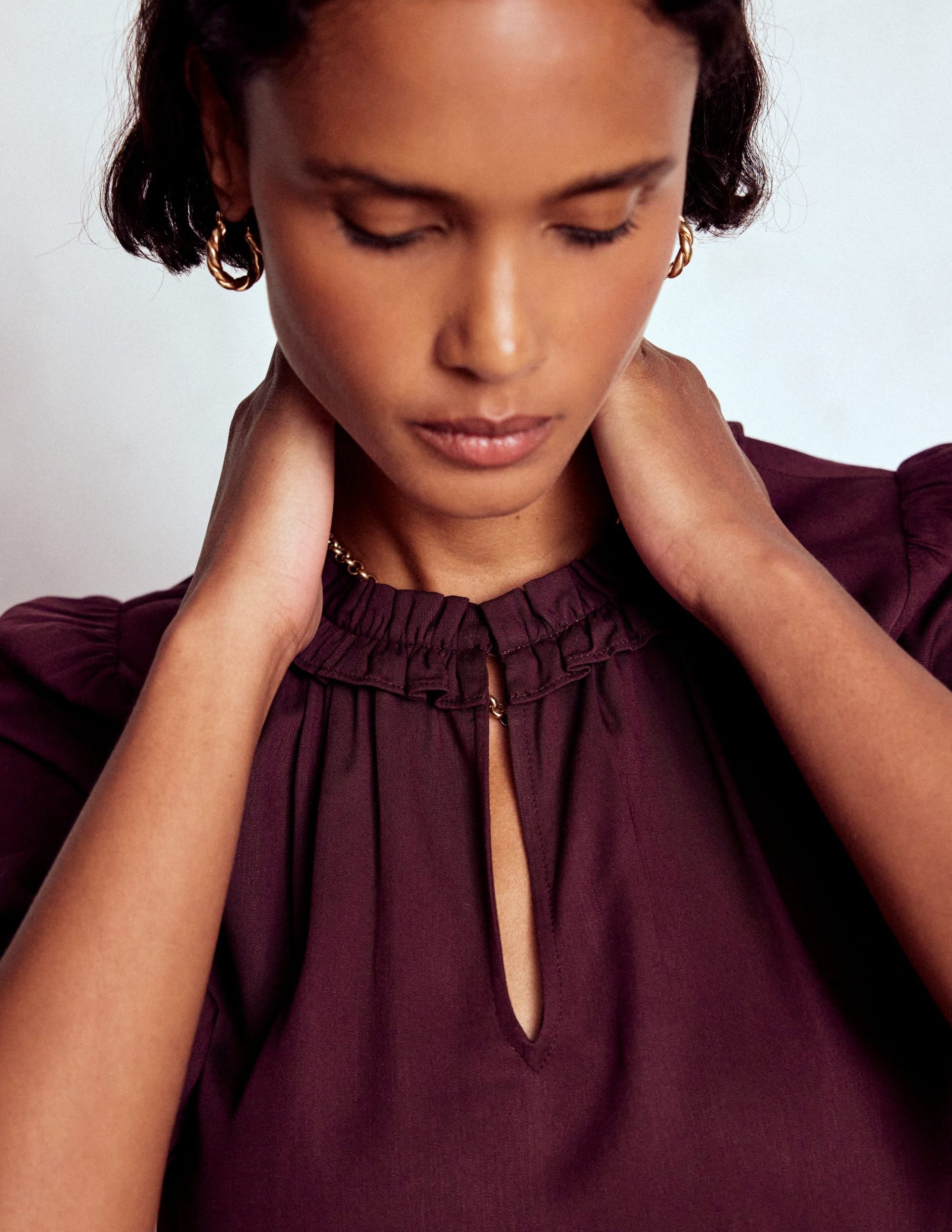 Ria Short Sleeve Top-Dark Cherry - Image 2