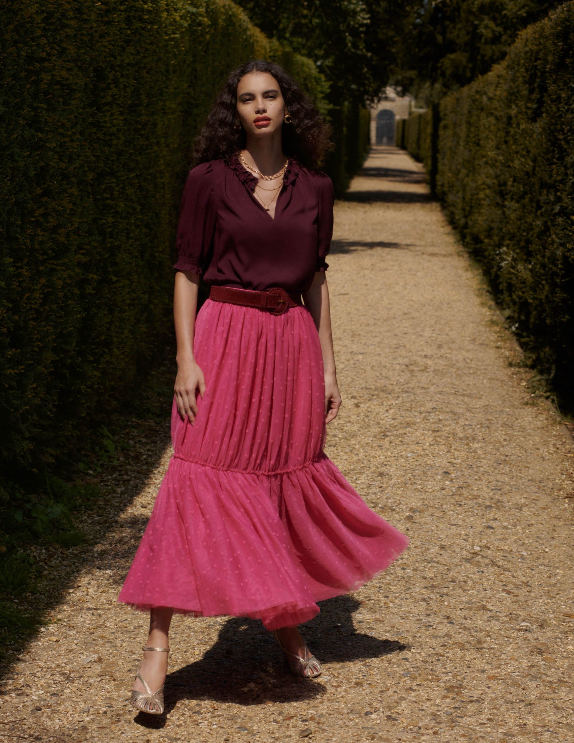 Ria Short Sleeve Top-Dark Cherry - Image 5