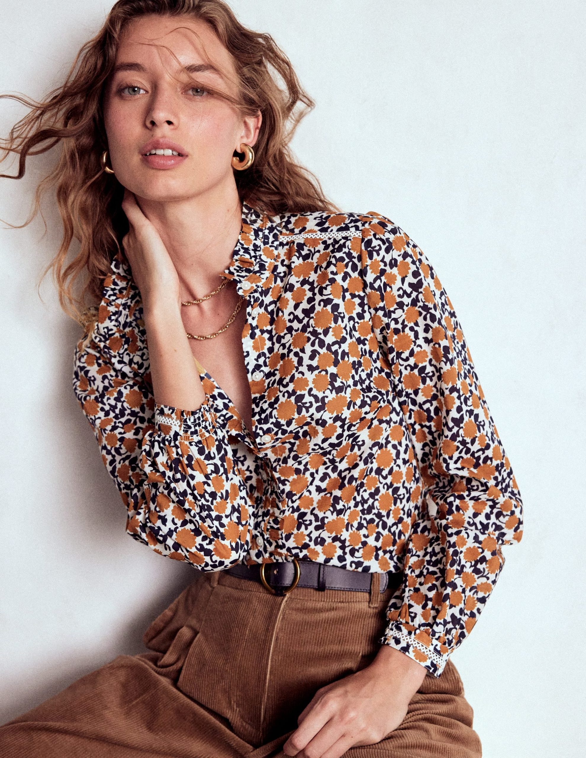 Helena Cotton Top-Cognac. Floweret Vine