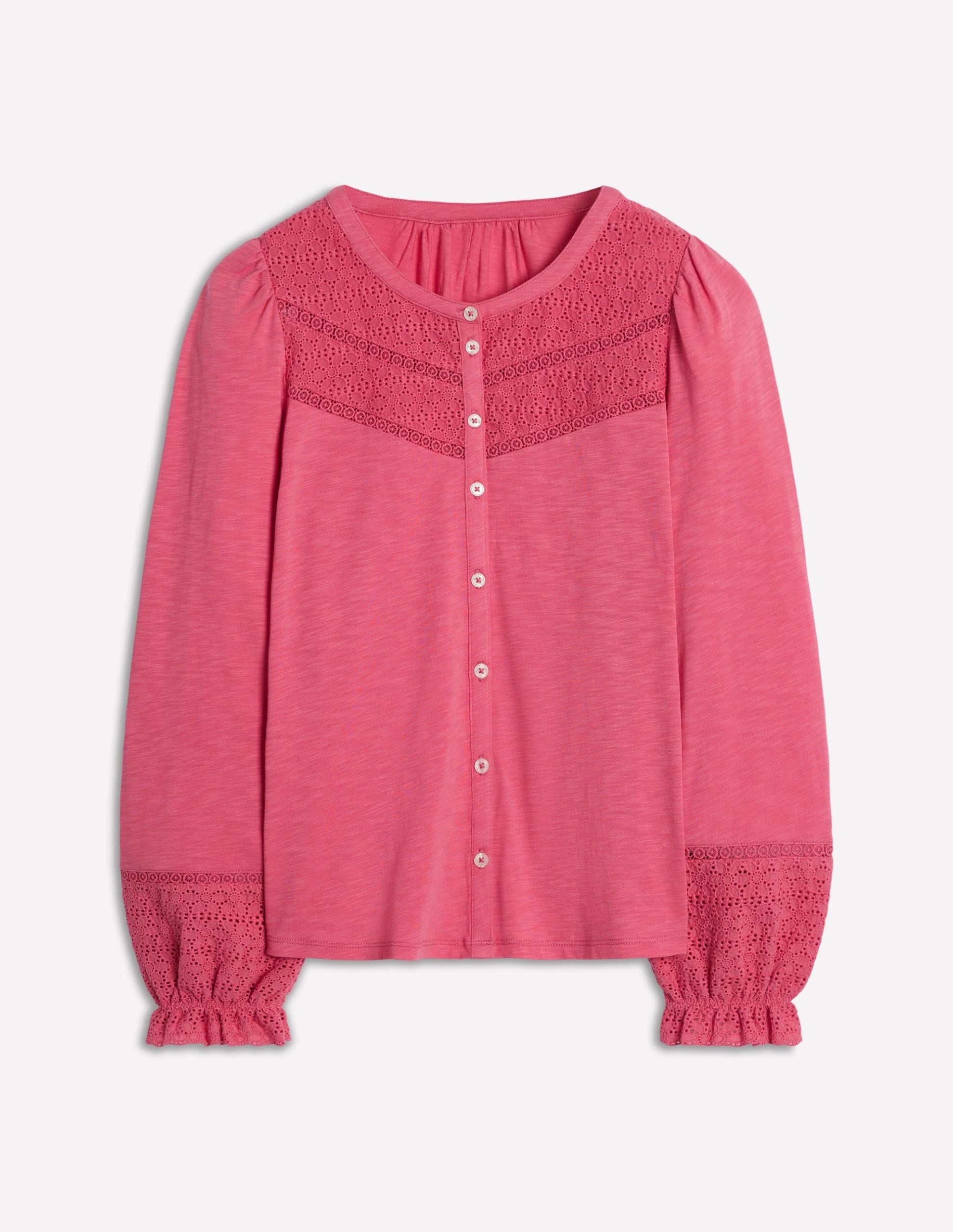 Pippa Broderie Jersey Shirt-Rose Pink - Image 5