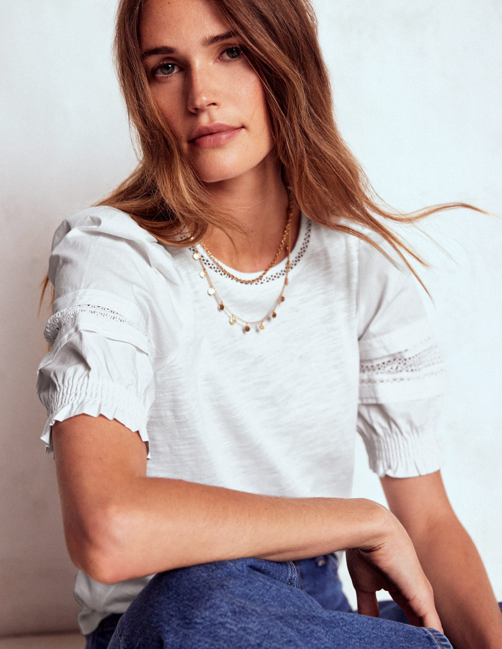 Lottie Puff Sleeve Top-White