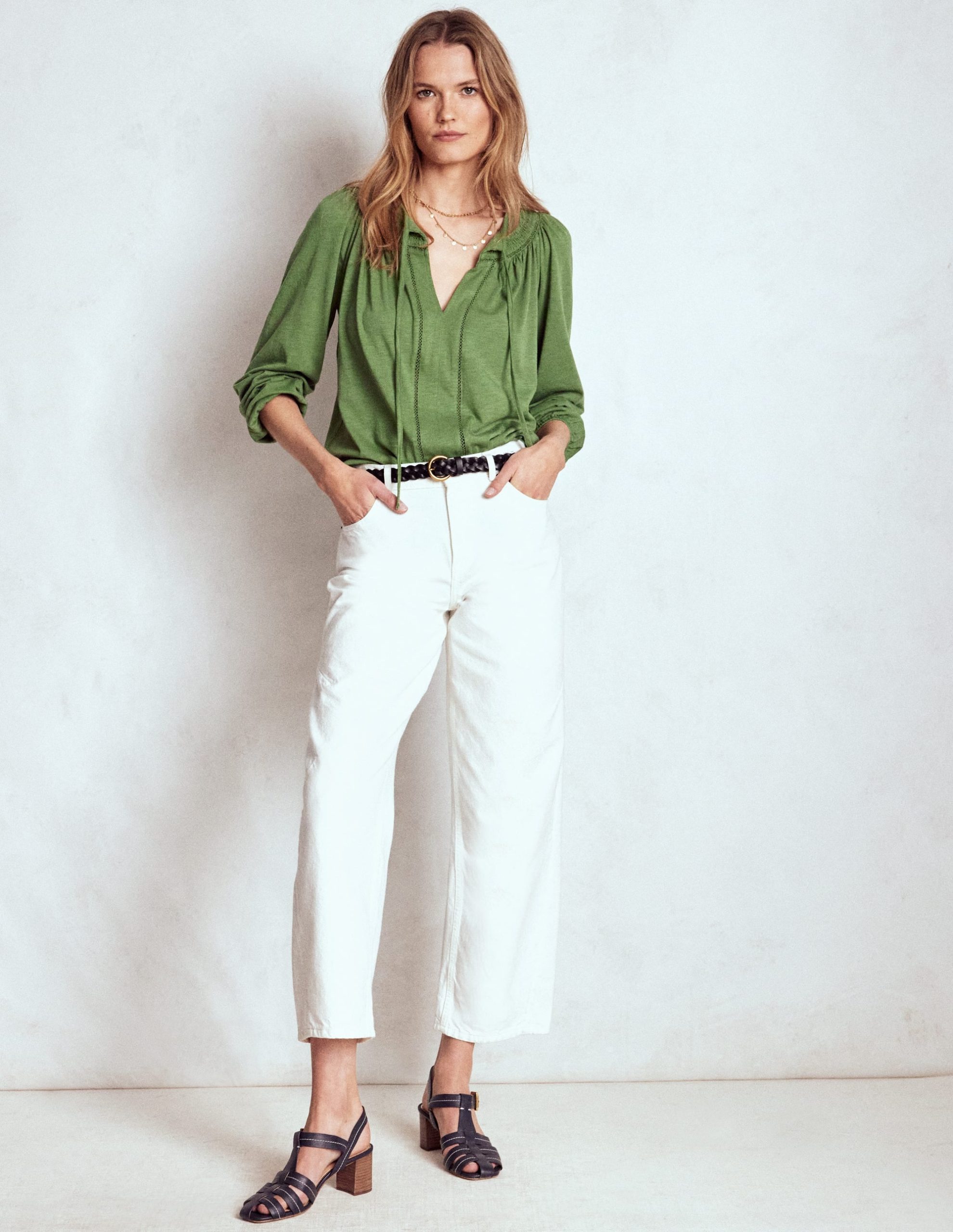 Georgia Smocked Jersey Top-Safari Green - Image 4