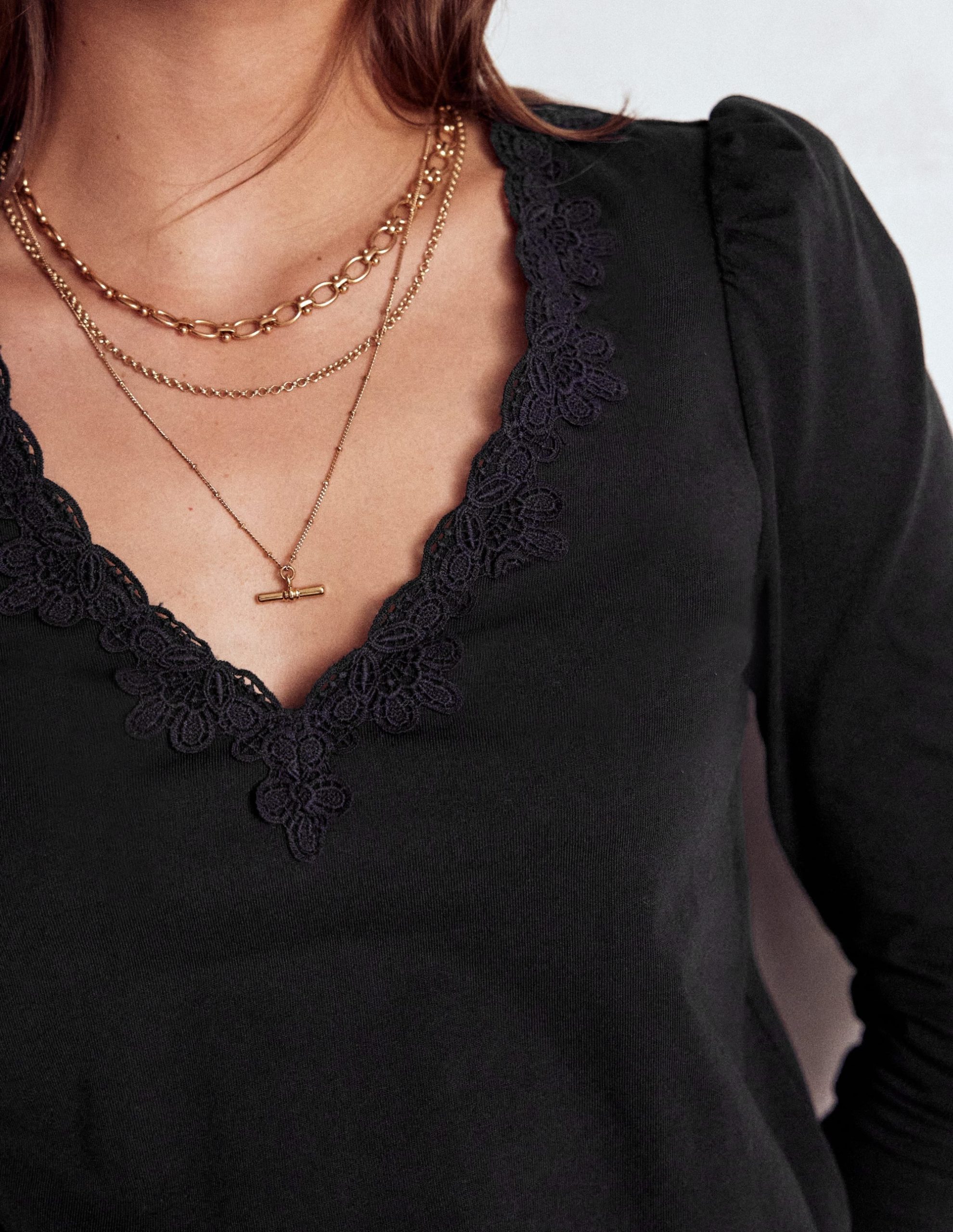 Flora Lace V-neck Top-Black - Image 2