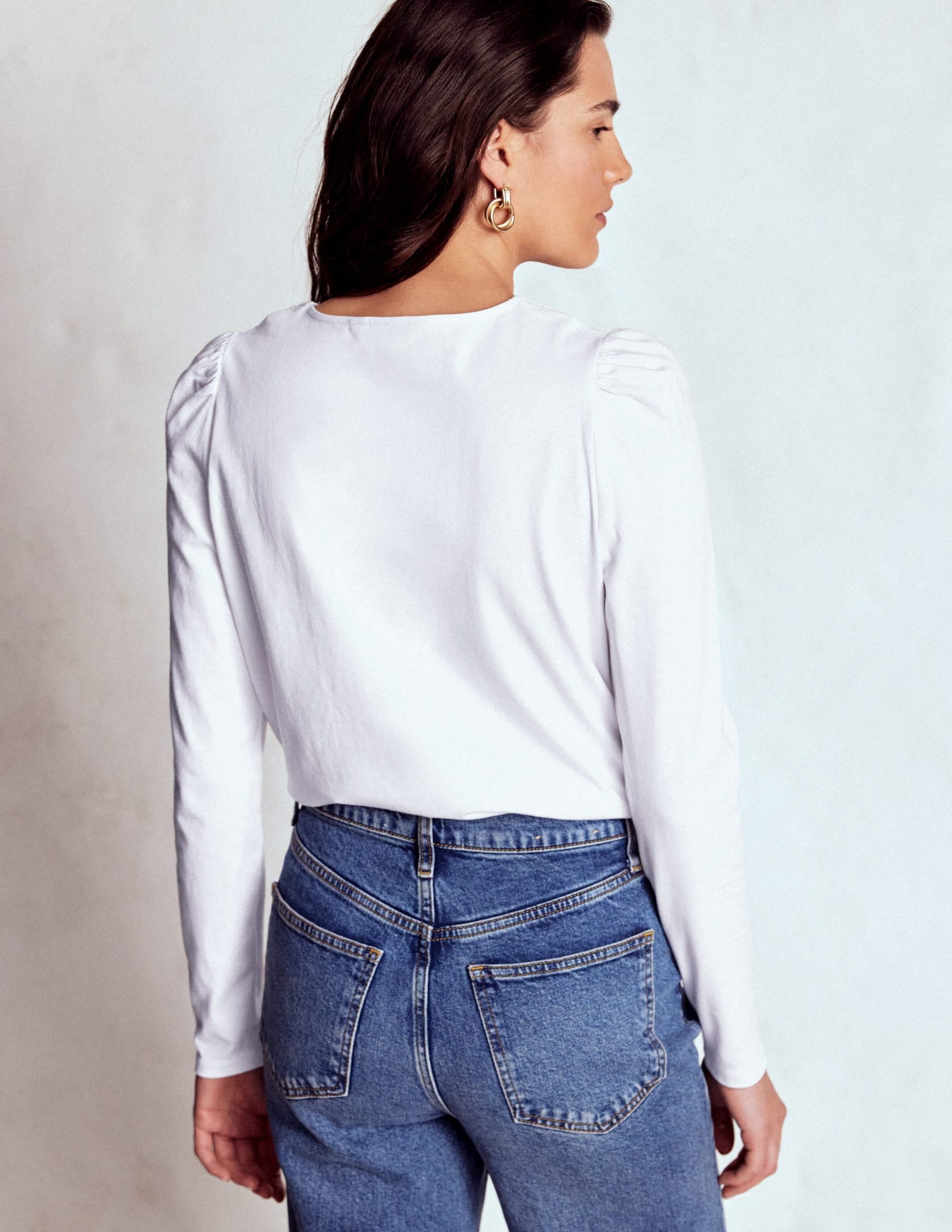 Flora Lace V-neck Top-White - Image 4