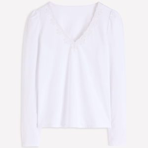 Flora Lace V-neck Top-White