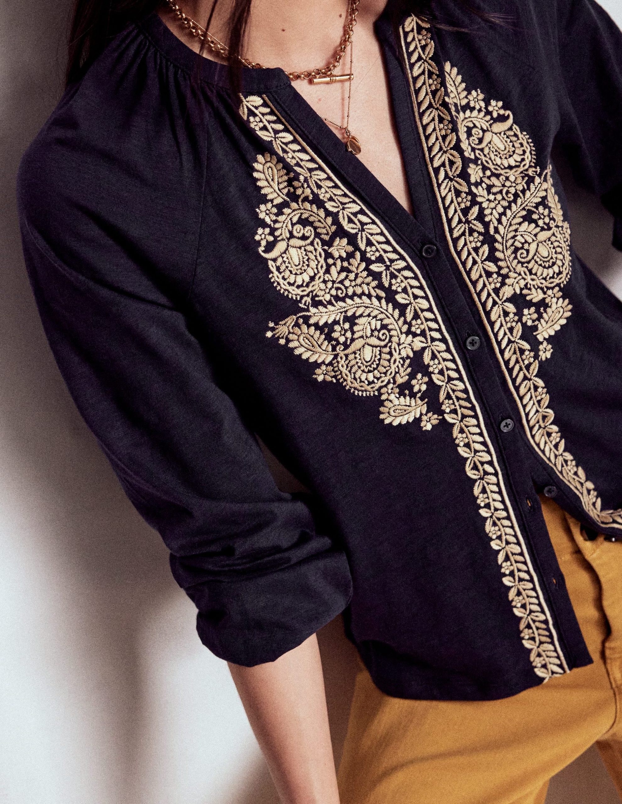 Alma Embroidered Shirt-Navy - Image 2