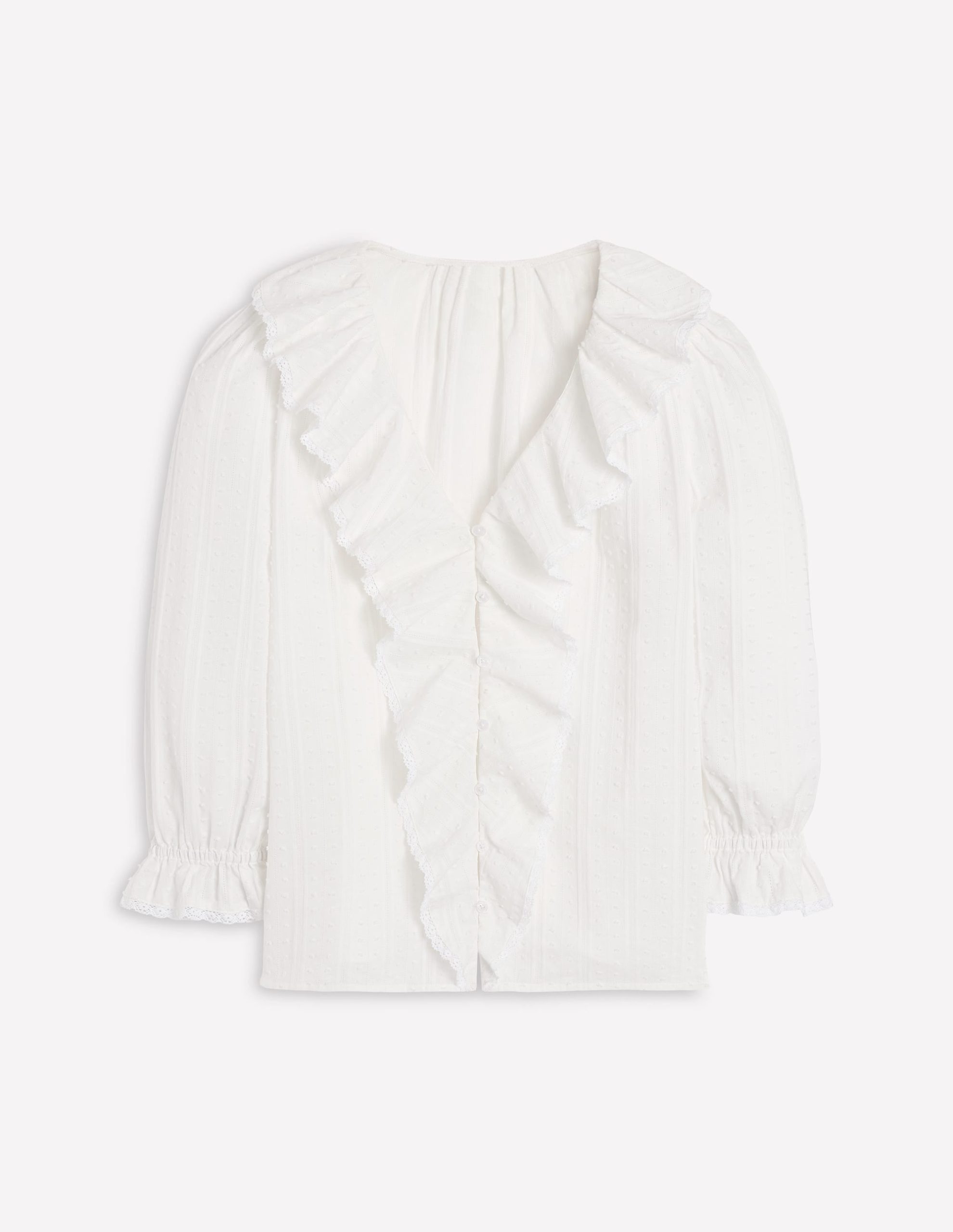Ruffle V-Neck Blouse-White - Image 7