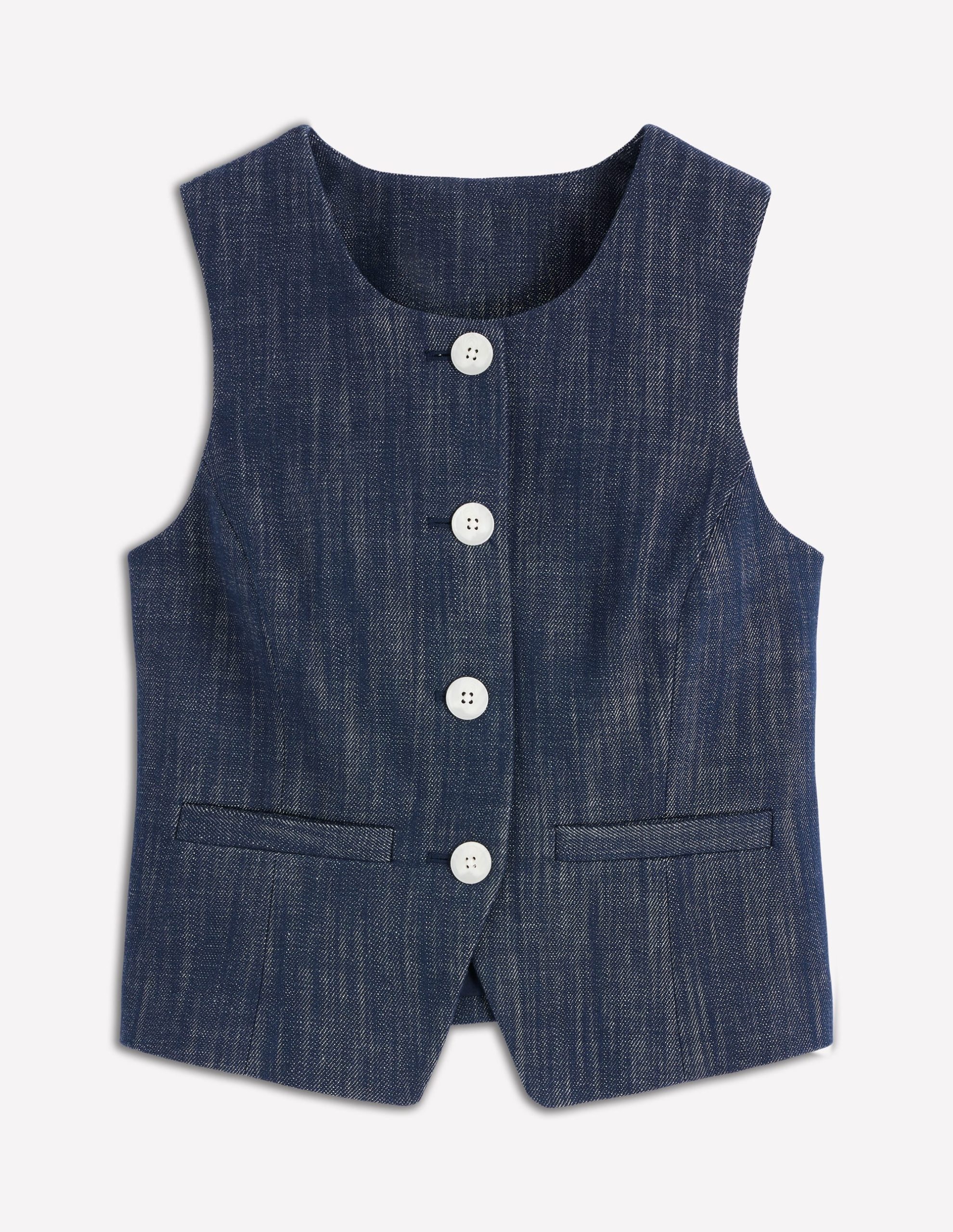 Tailored Twill Waistcoat-Navy. Indigo - Image 7