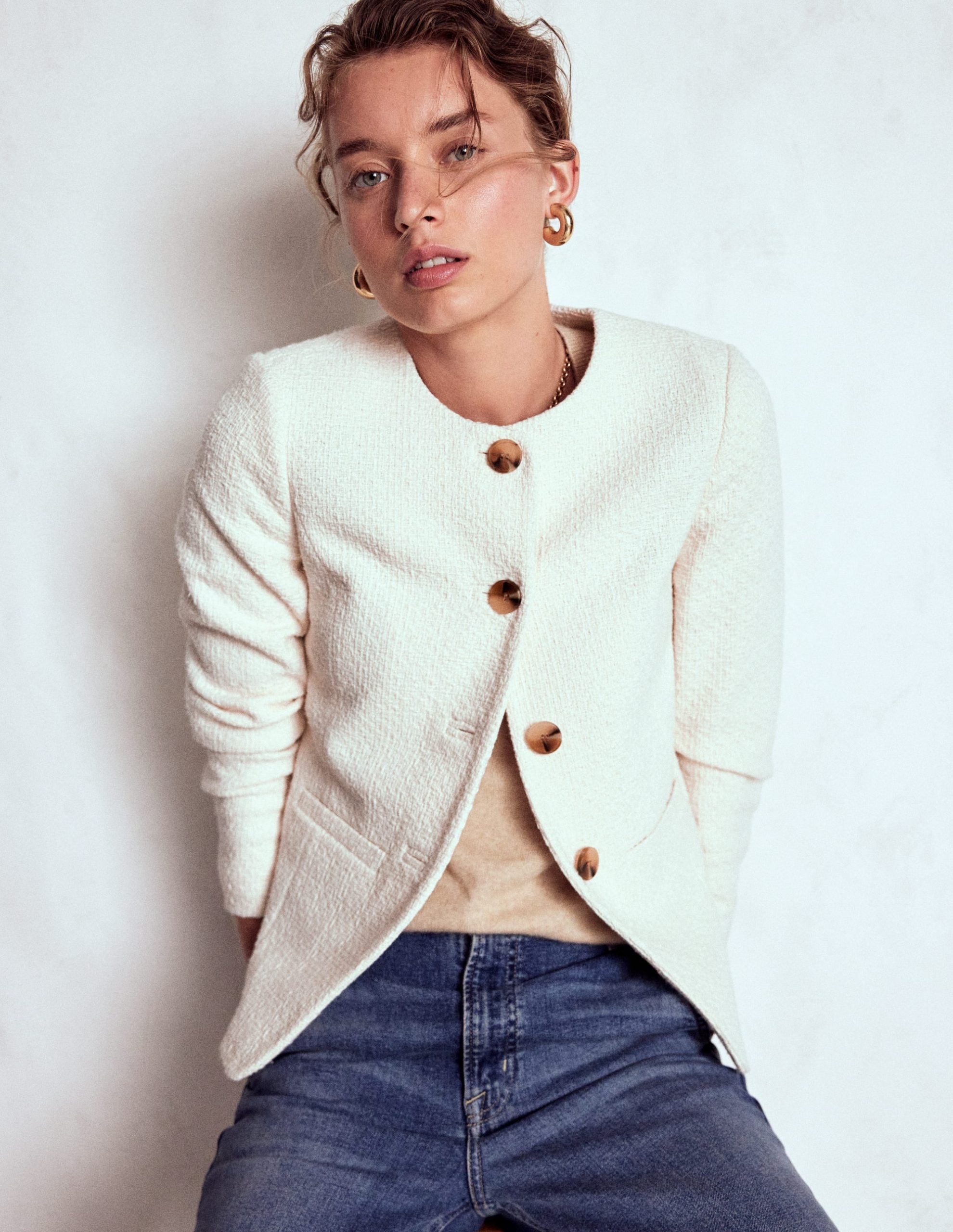 Hampstead Textured Blazer-Cream Texture
