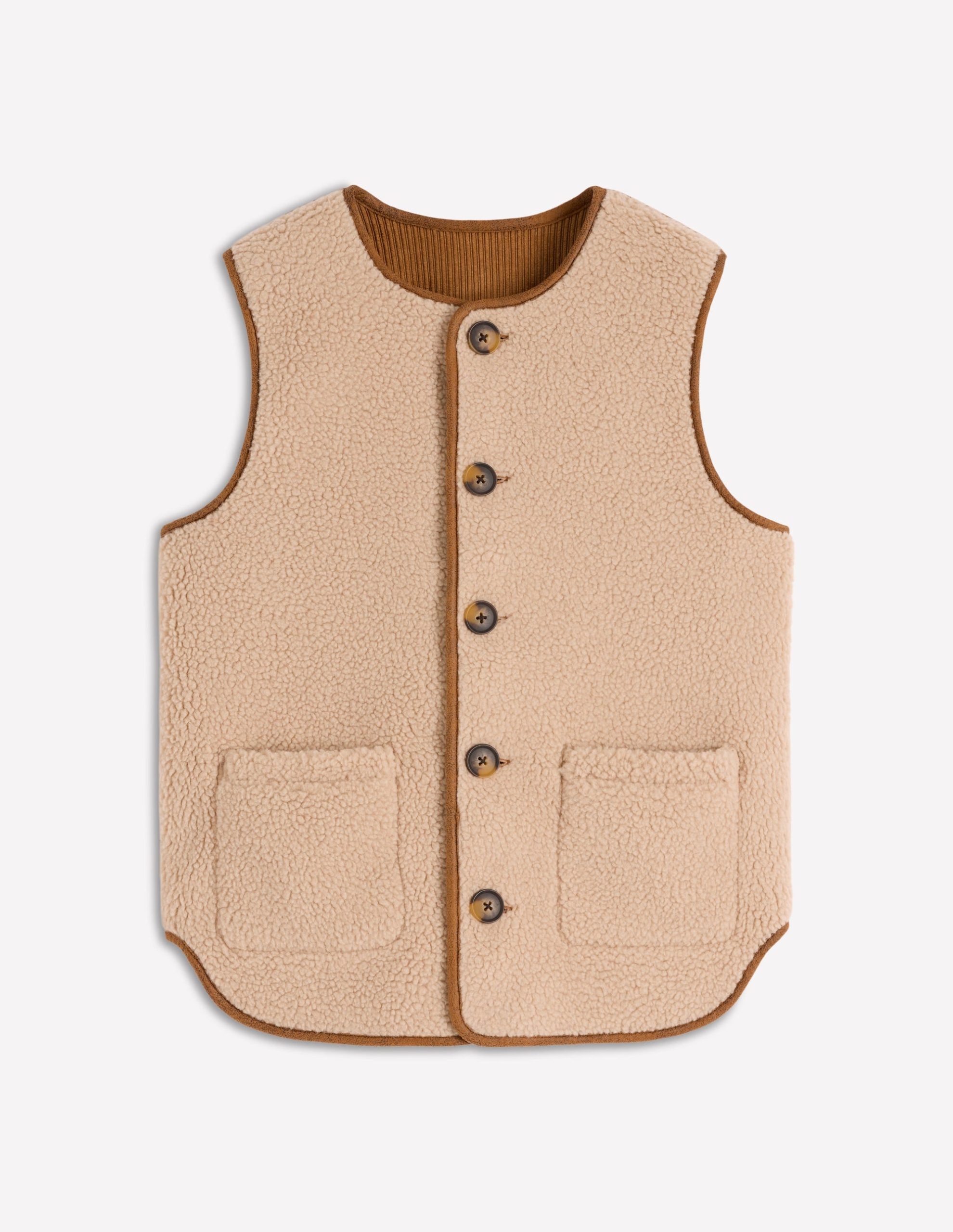 Clerkenwell Reversible Gilet-Hazelnut Brown. Natural - Image 7