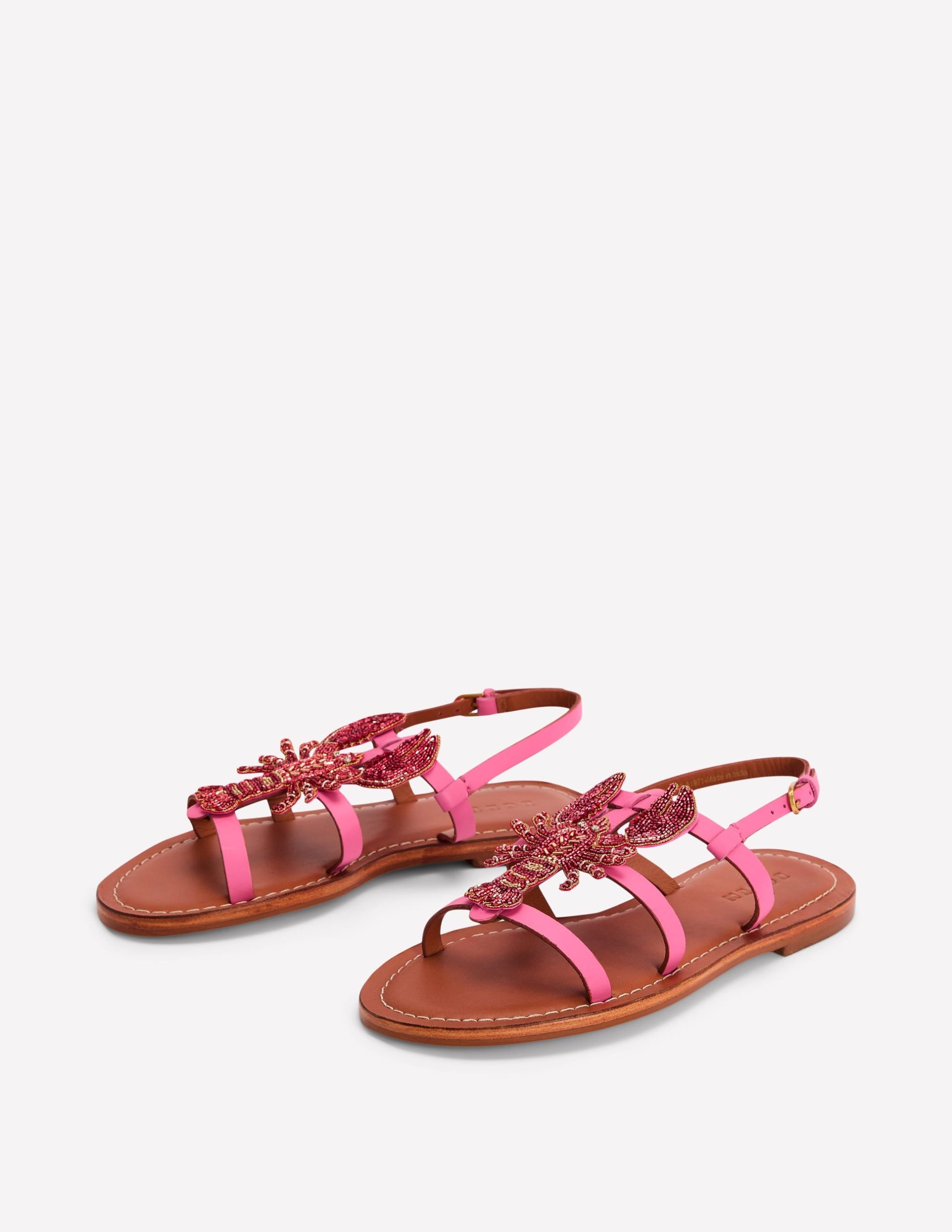 Novelty Beaded Flat Sandals-Lobster - Image 3