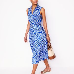 Amy Sleeveless Shirt Dress-Gallery Blue. Botanic Blush