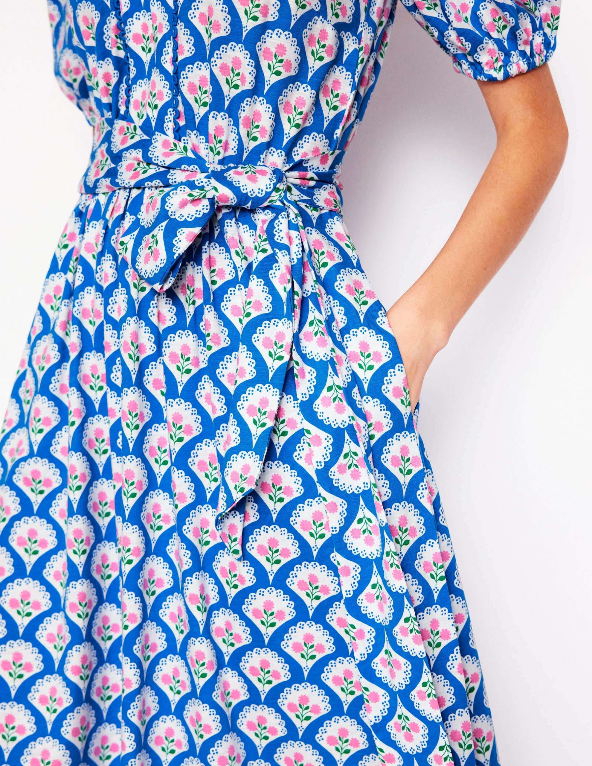 Sofia Trim Jersey Midi Dress-Bright Blue. Blossom Terrace - Image 2