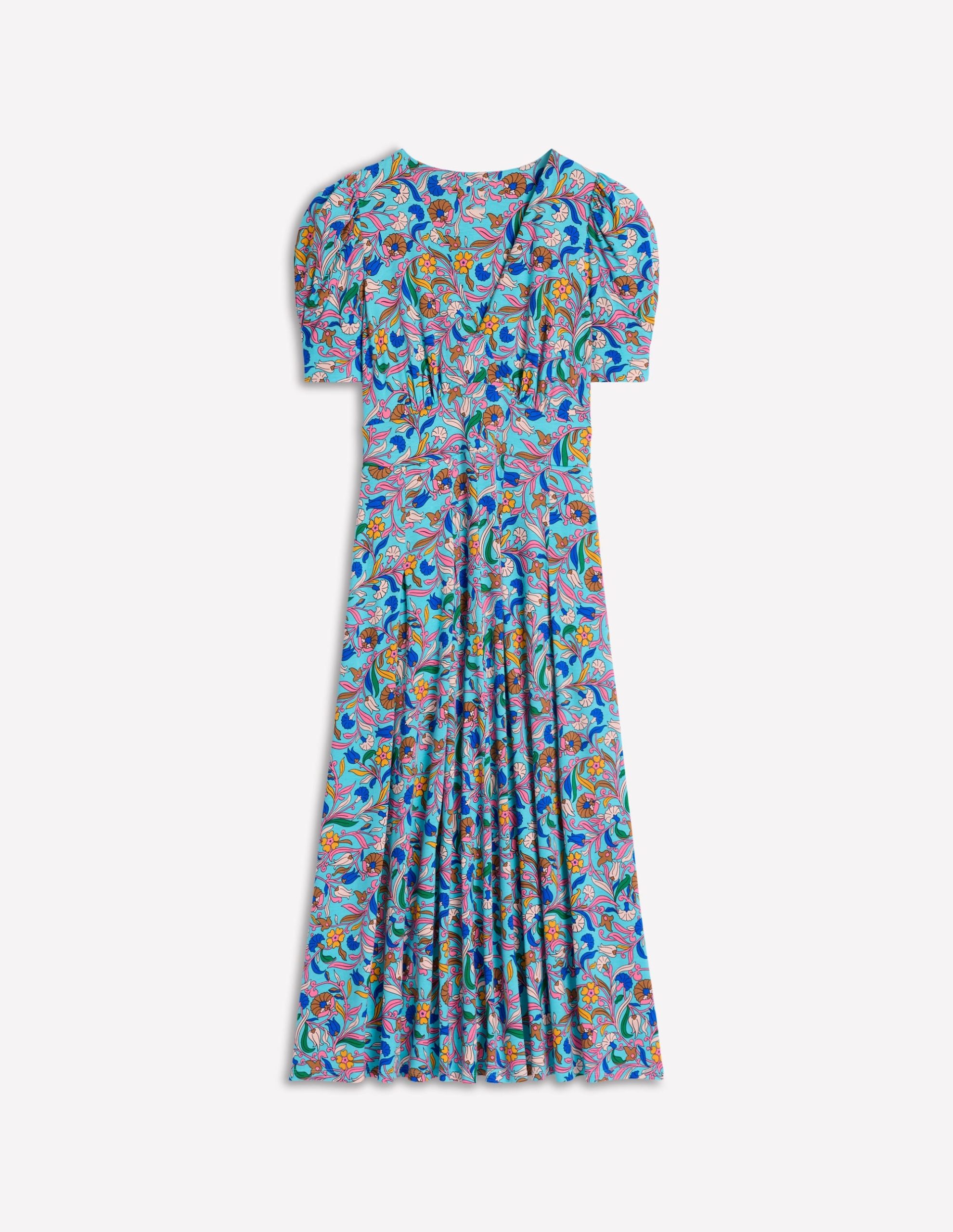 Kristen Pleated Jersey Dress-Blue. Enchanting Vine - Image 5
