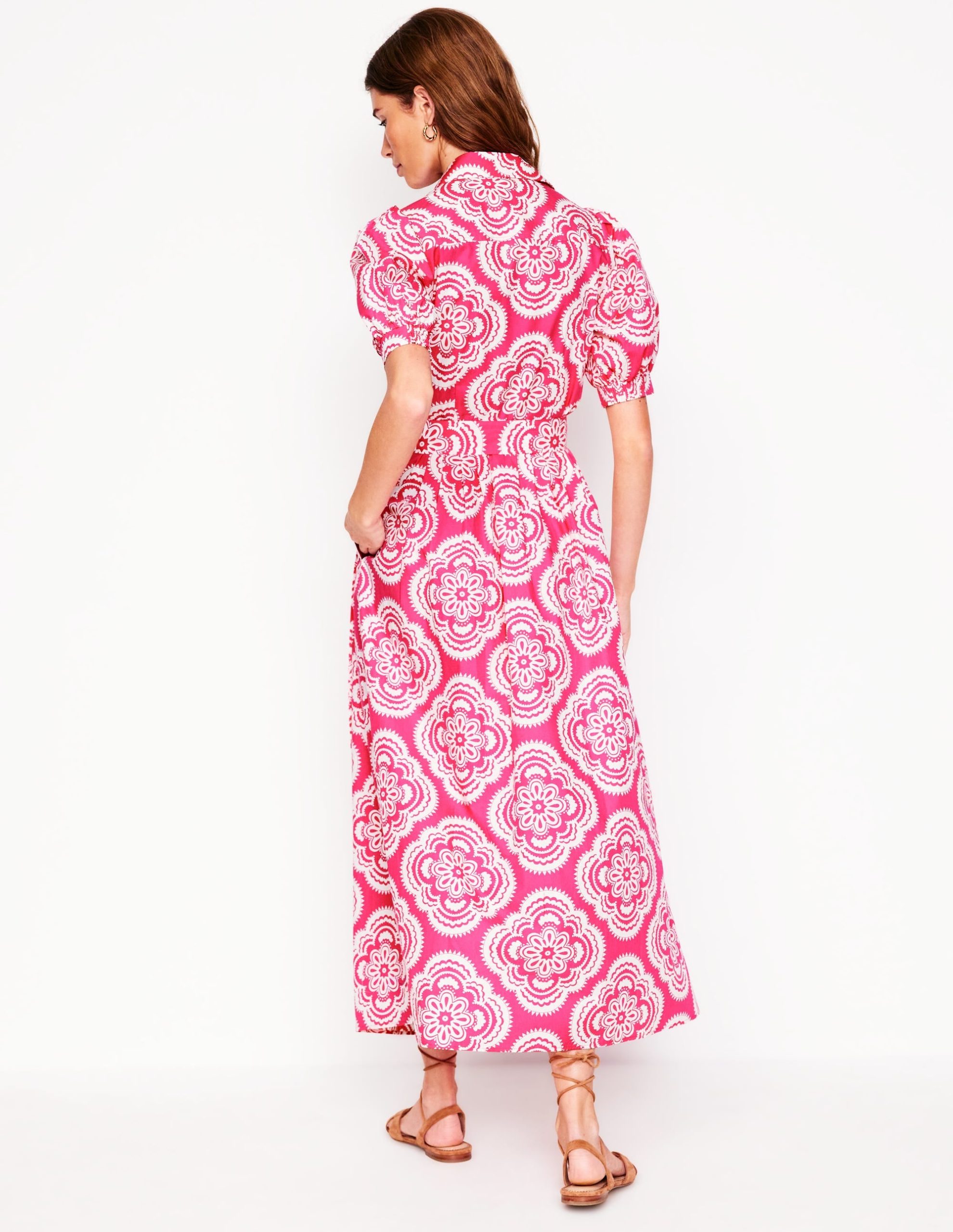 Alexa Maxi Shirt Dress-Pink Peony. Botanic Blush - Image 3