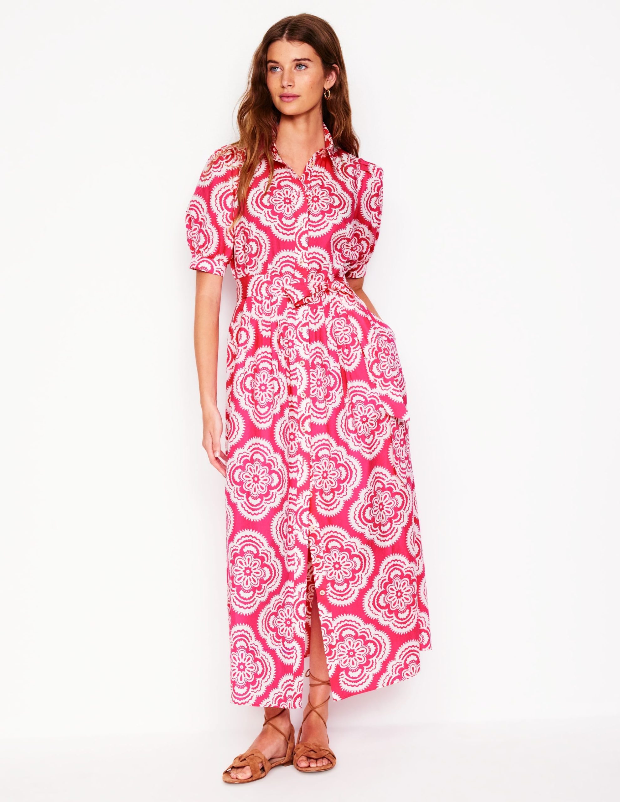 Alexa Maxi Shirt Dress-Pink Peony. Botanic Blush - Image 4