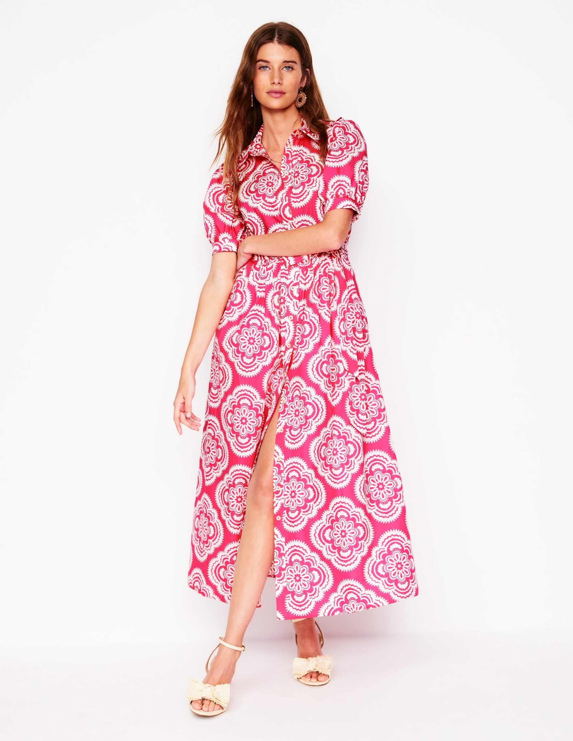 Alexa Maxi Shirt Dress-Pink Peony. Botanic Blush - Image 5