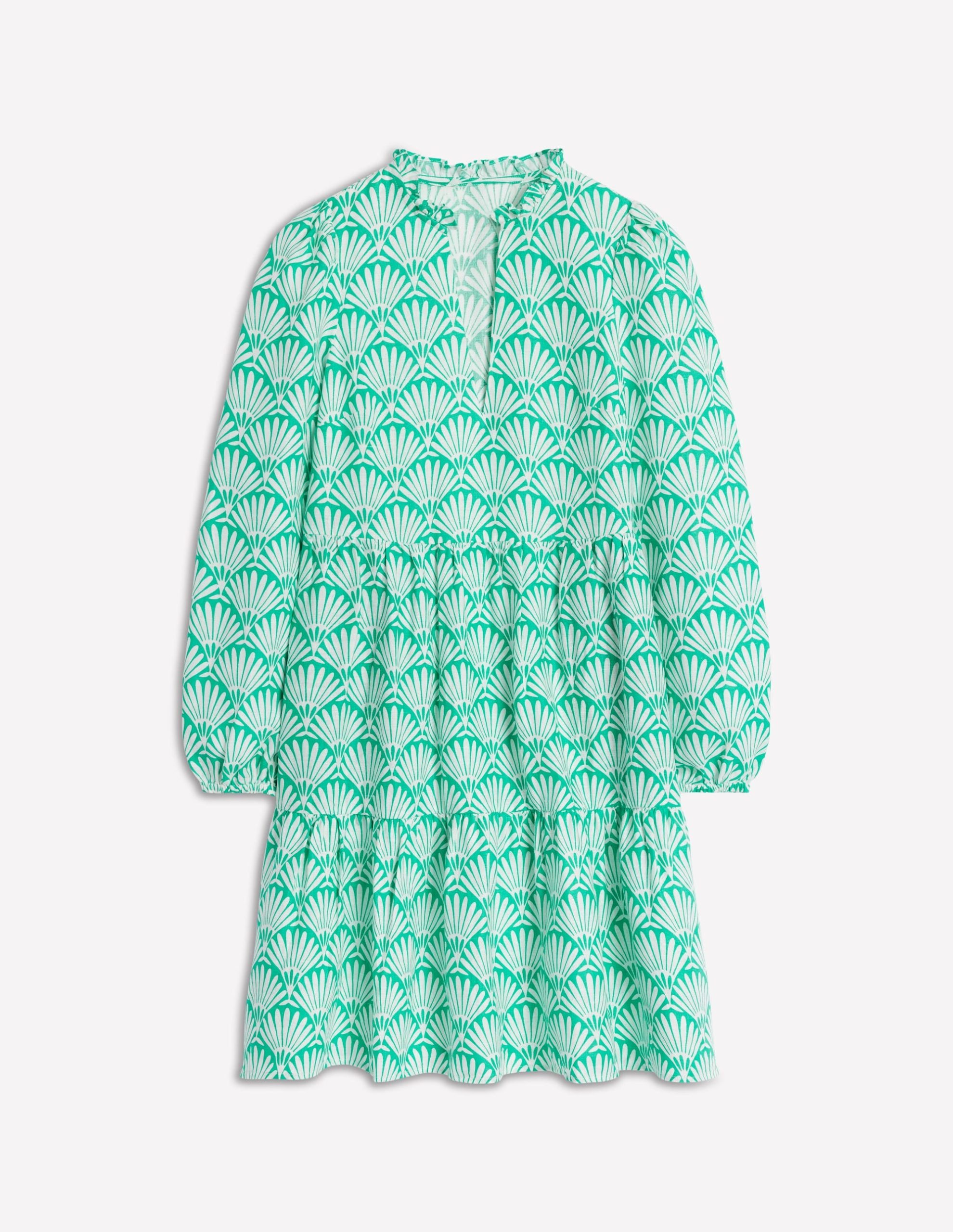 Esme Linen Mini Dress-Aquamarine Blue. Deco Palm - Image 6