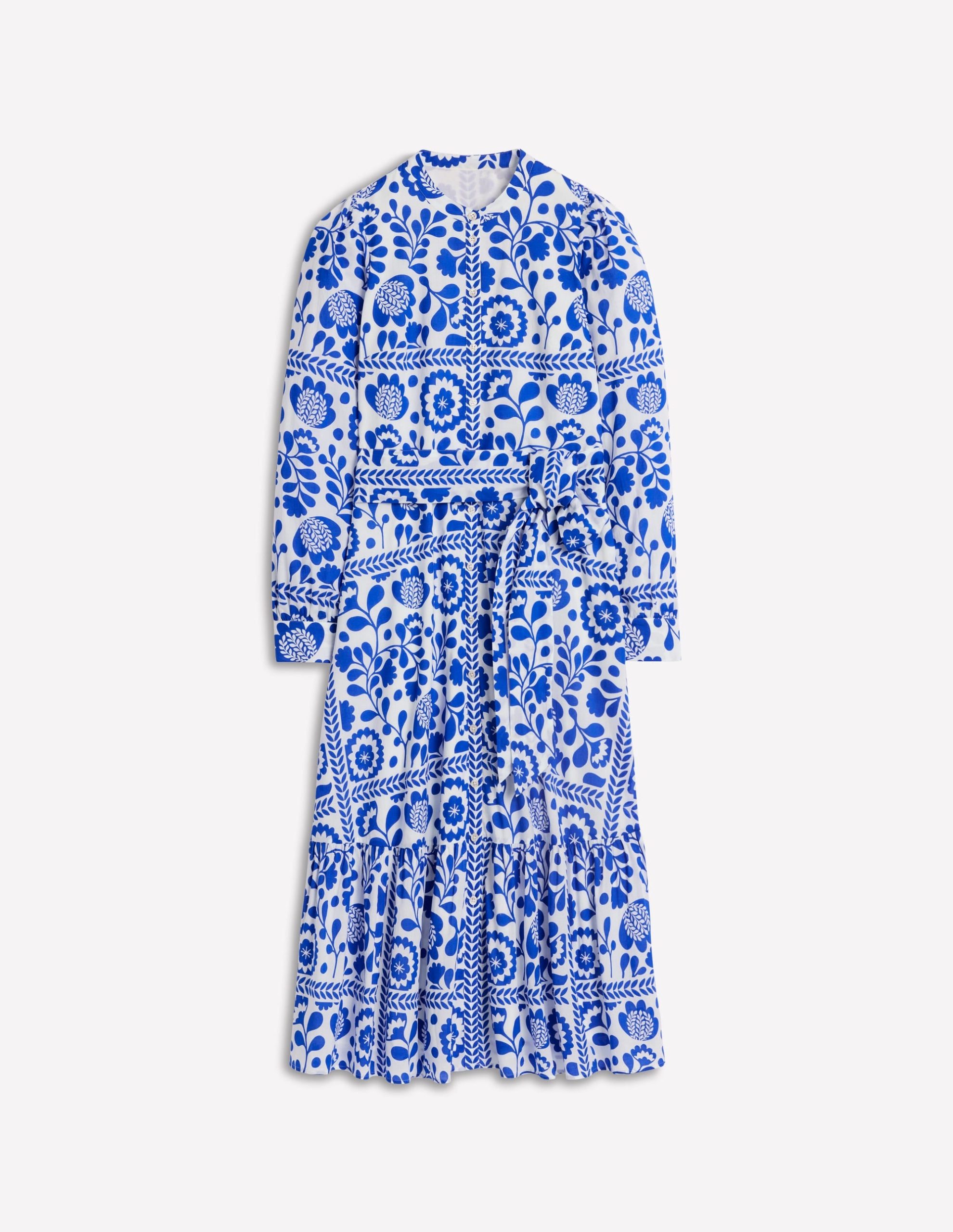 Mia Tiered Shirt Dress-Gallery Blue. Vine Tile - Image 6
