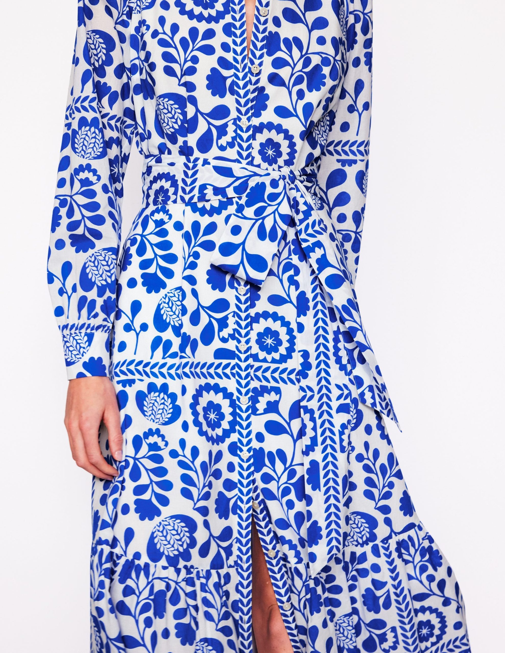 Mia Tiered Shirt Dress-Gallery Blue. Vine Tile - Image 2