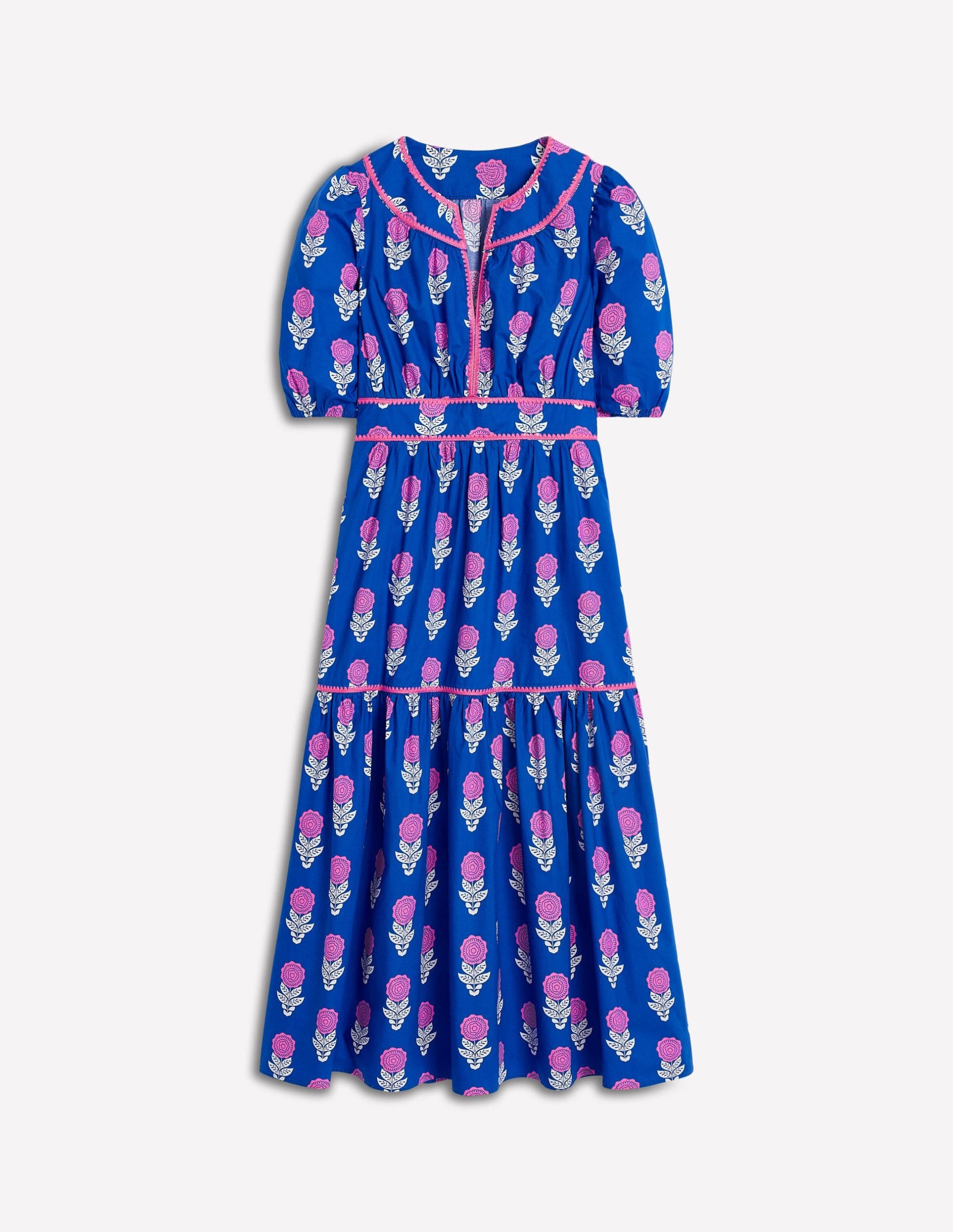 Rhea Embroidered Midi Dress-Gallery Blue. Dahlia Sprig - Image 7