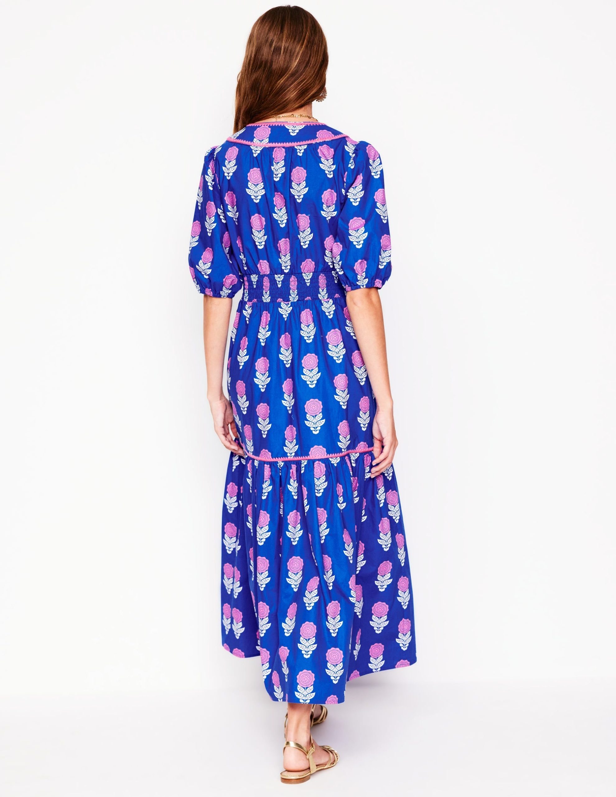 Rhea Embroidered Midi Dress-Gallery Blue. Dahlia Sprig - Image 3