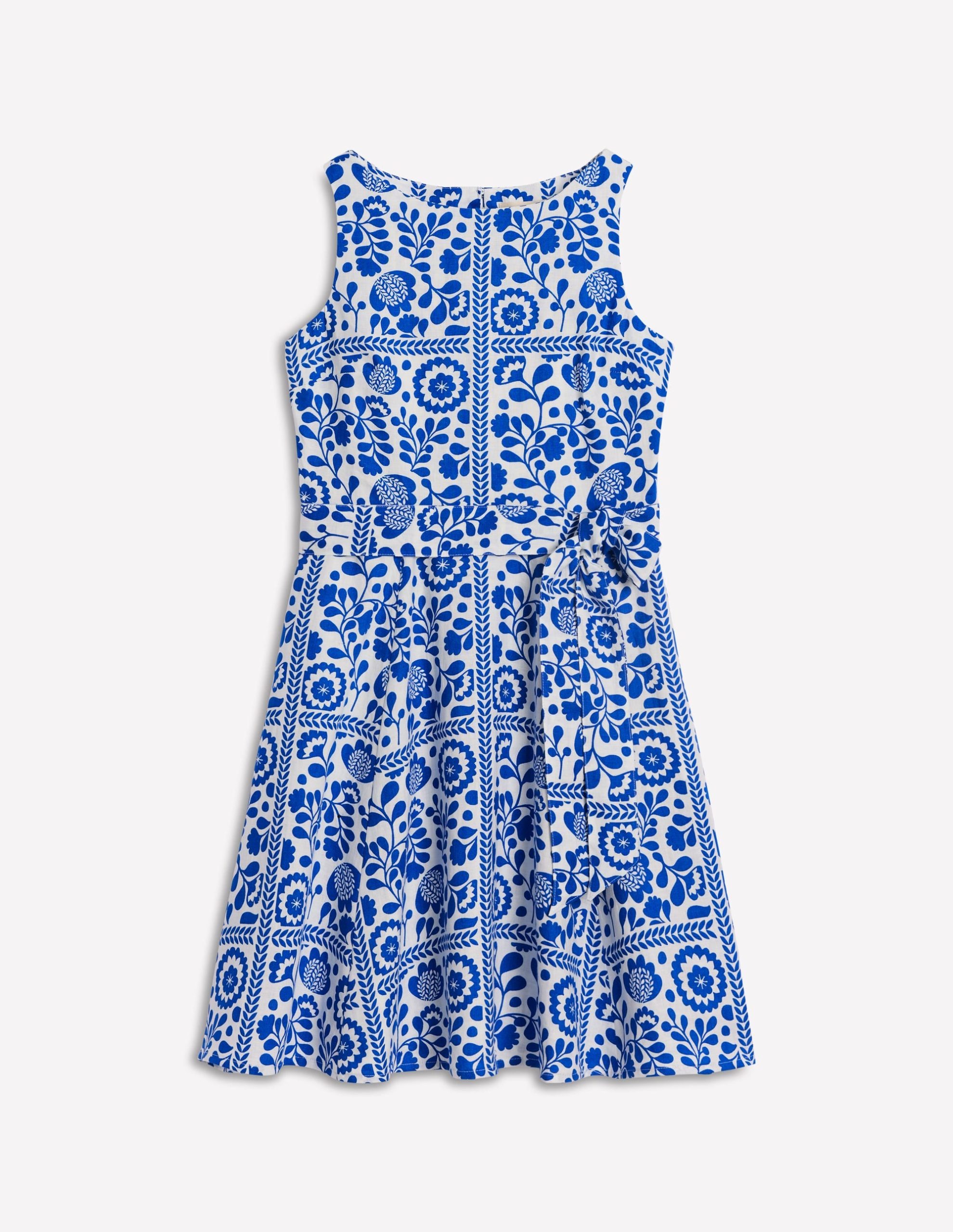 Anya Sleeveless Linen Dress-Gallery Blue. Walled Garden - Image 6
