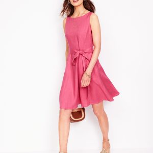 Anya Sleeveless Linen Dress-Rose Pink