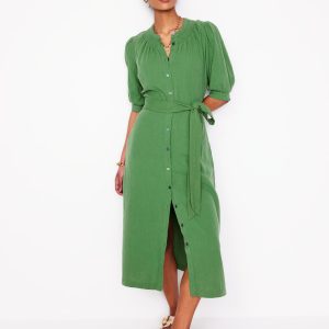 Ada Double Cloth Midi Dress-Paradise Green