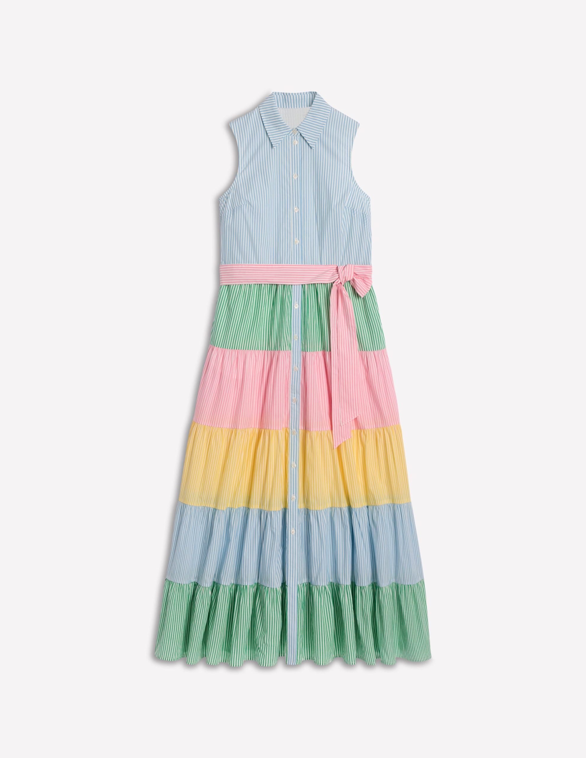 Multi Tiered Shirt Dress-Duck Egg Blue Stripe - Image 6