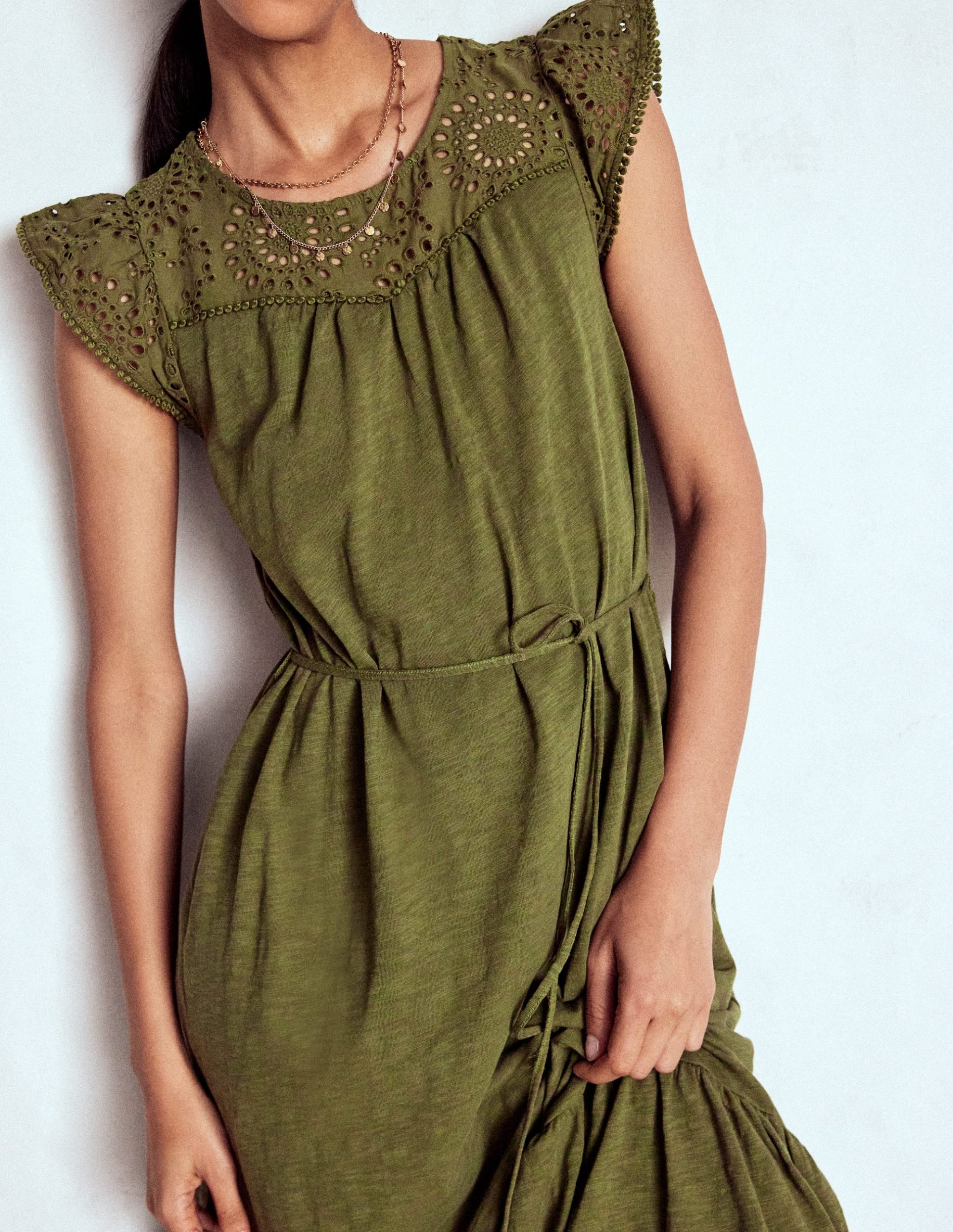 Juliet Broderie Midi Dress-Woodland Green - Image 7