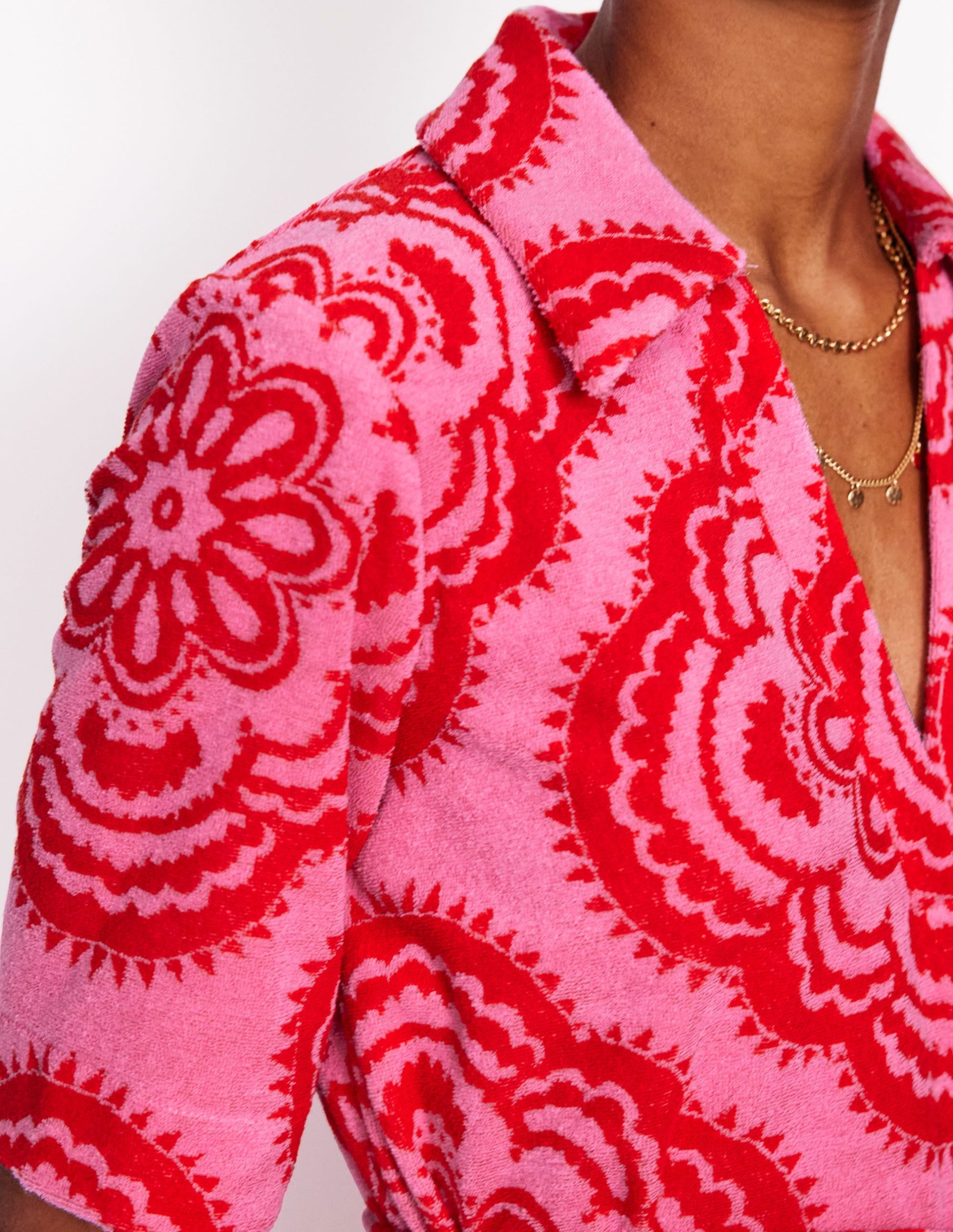 Collared Notch Towel Dress-Pink Rose. Botanic Blush - Image 2