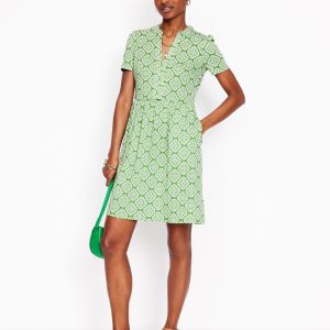 Naomi Short Sleeve Dress-Paradise Green. Botanic Blush