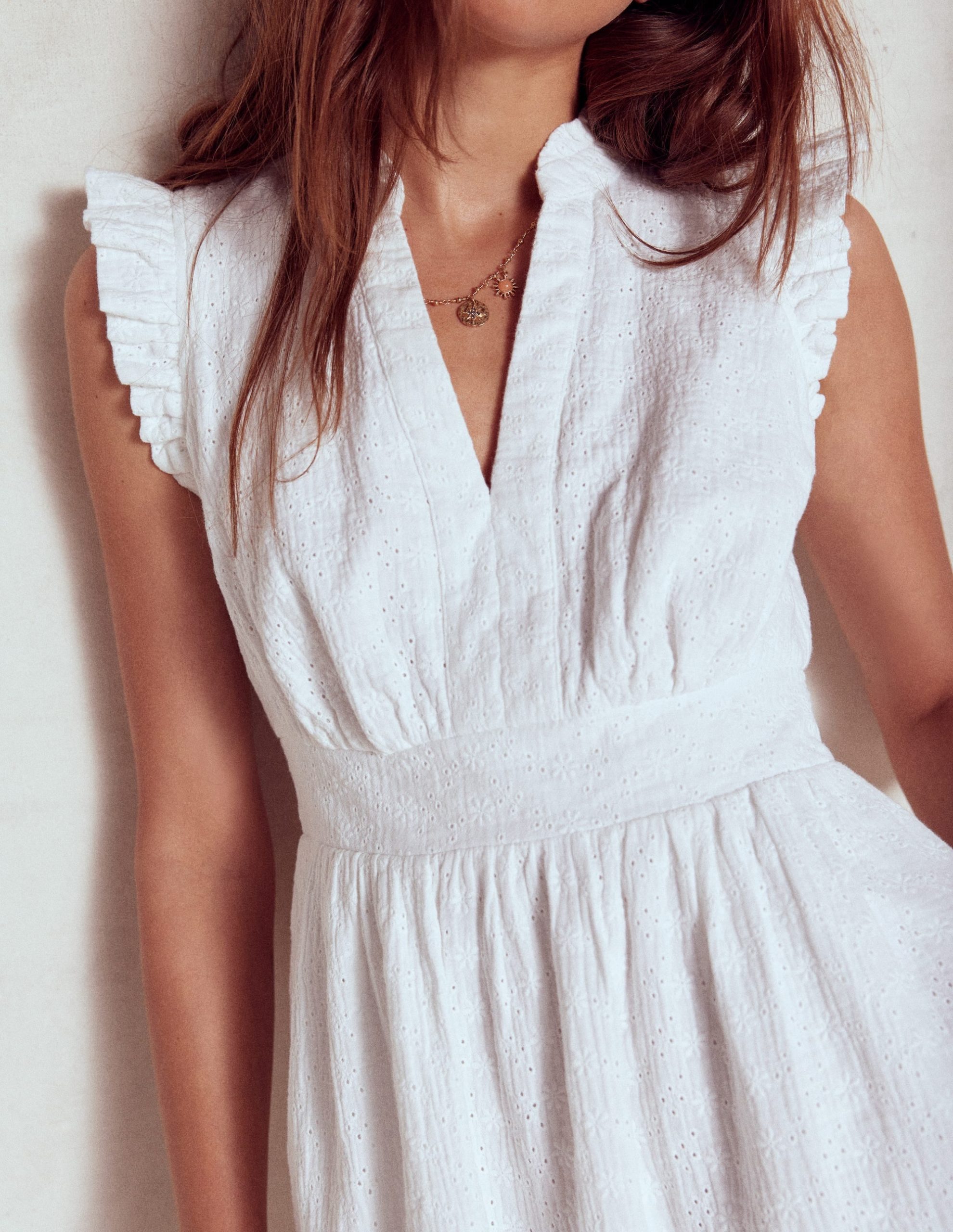 Wren Double Cloth Short Dress-White - Image 4