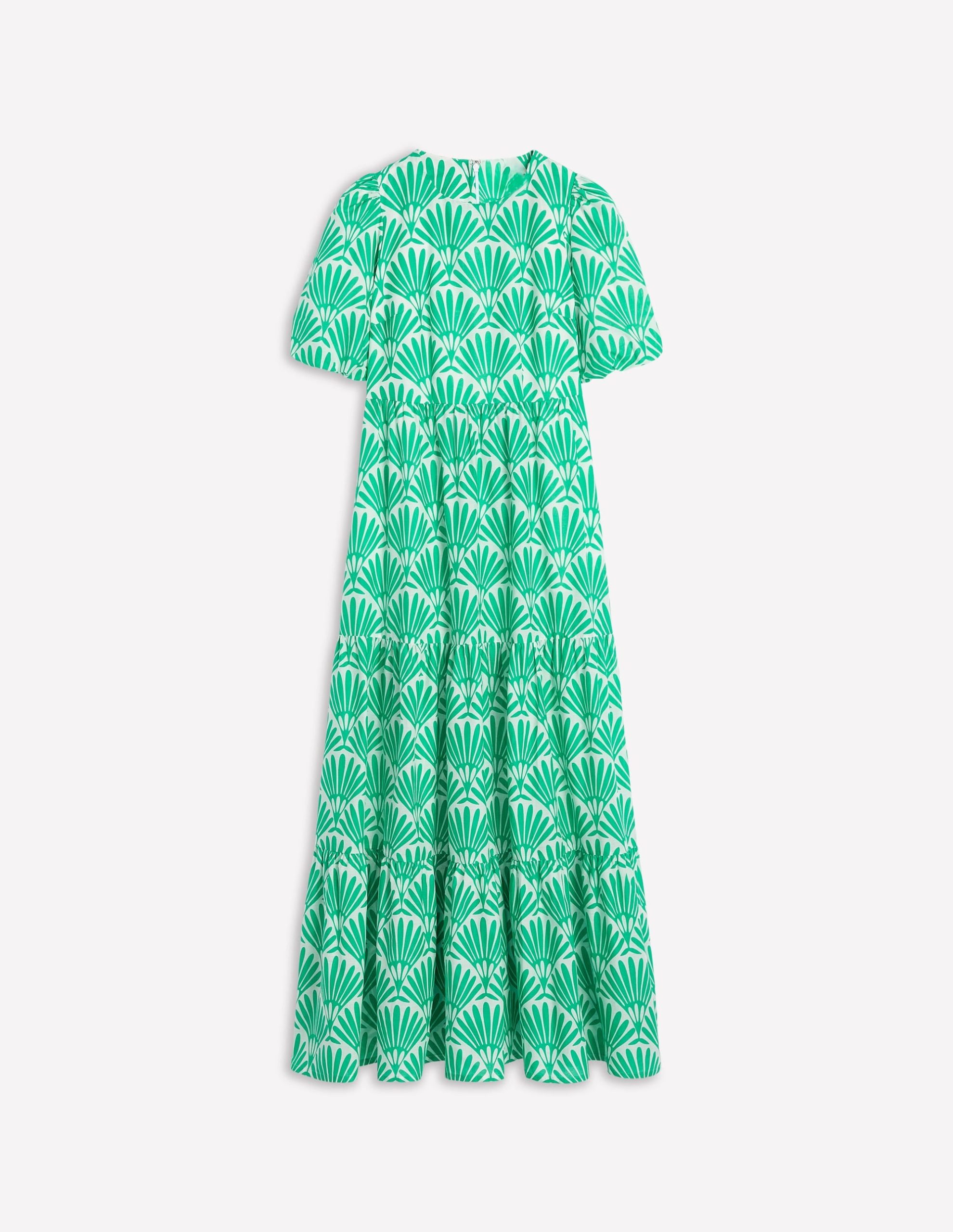 Tiered Poplin Maxi Dress-Aquamarine Blue. Deco Palm - Image 5