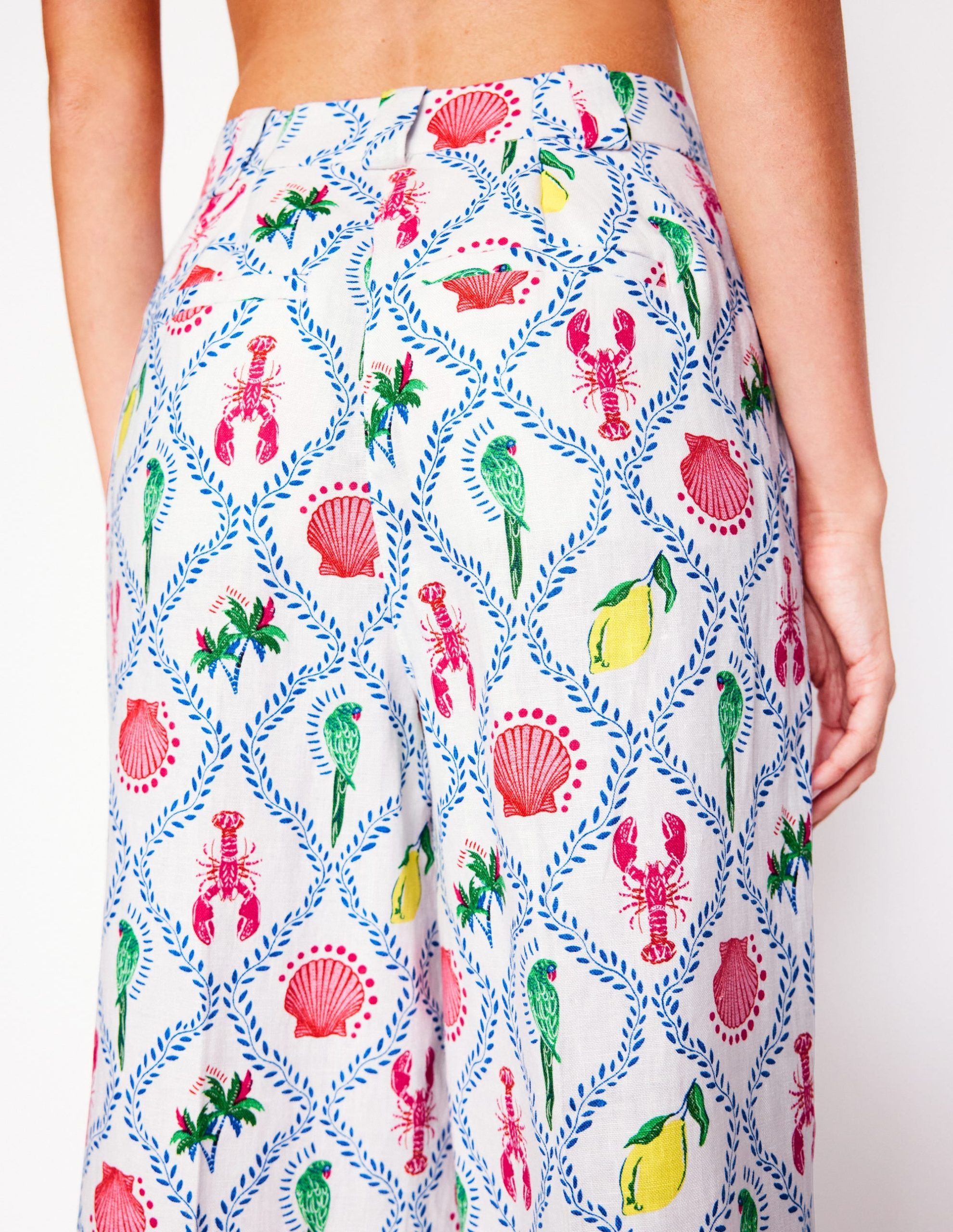 Westbourne Linen Pants-Ivory. Tropical Bonanza Vine - Image 3