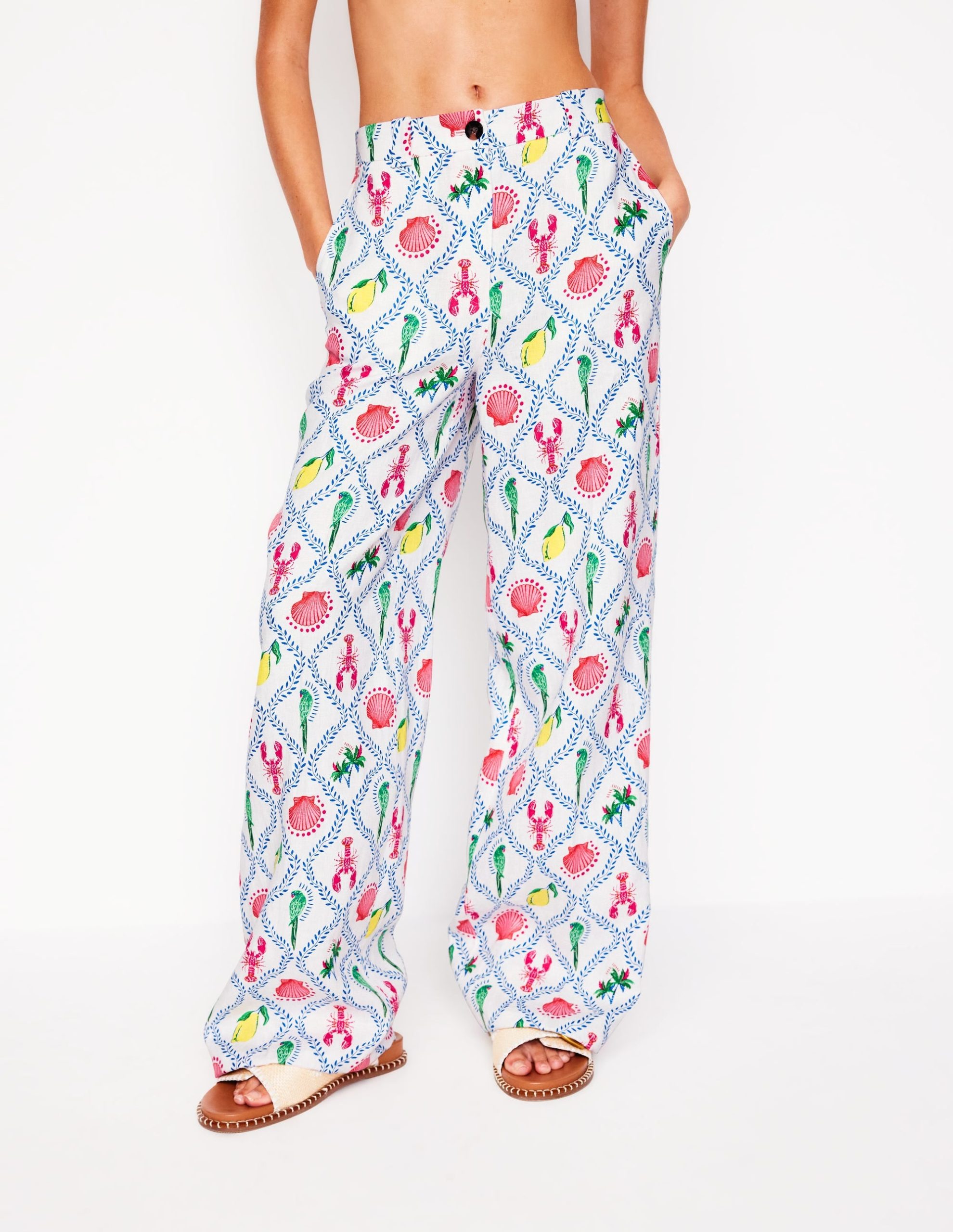 Westbourne Linen Pants-Ivory. Tropical Bonanza Vine - Image 5