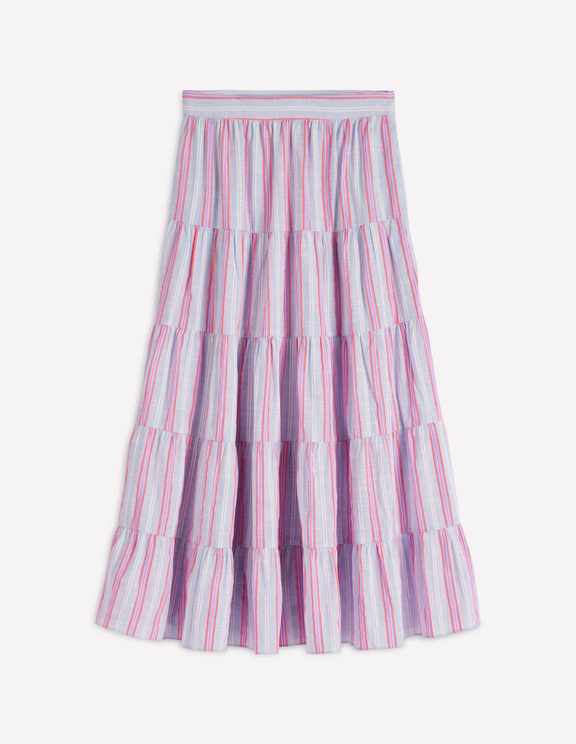 Tiered Poplin Midi Skirt-Metallic Stripe - Image 5