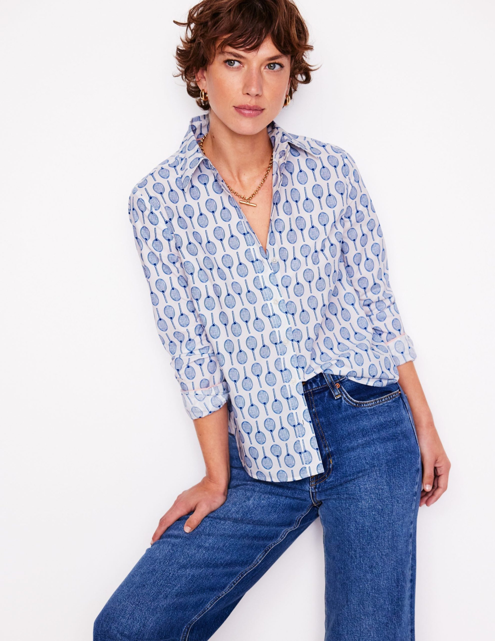 Sienna Cotton Shirt-Ivory. Tennis