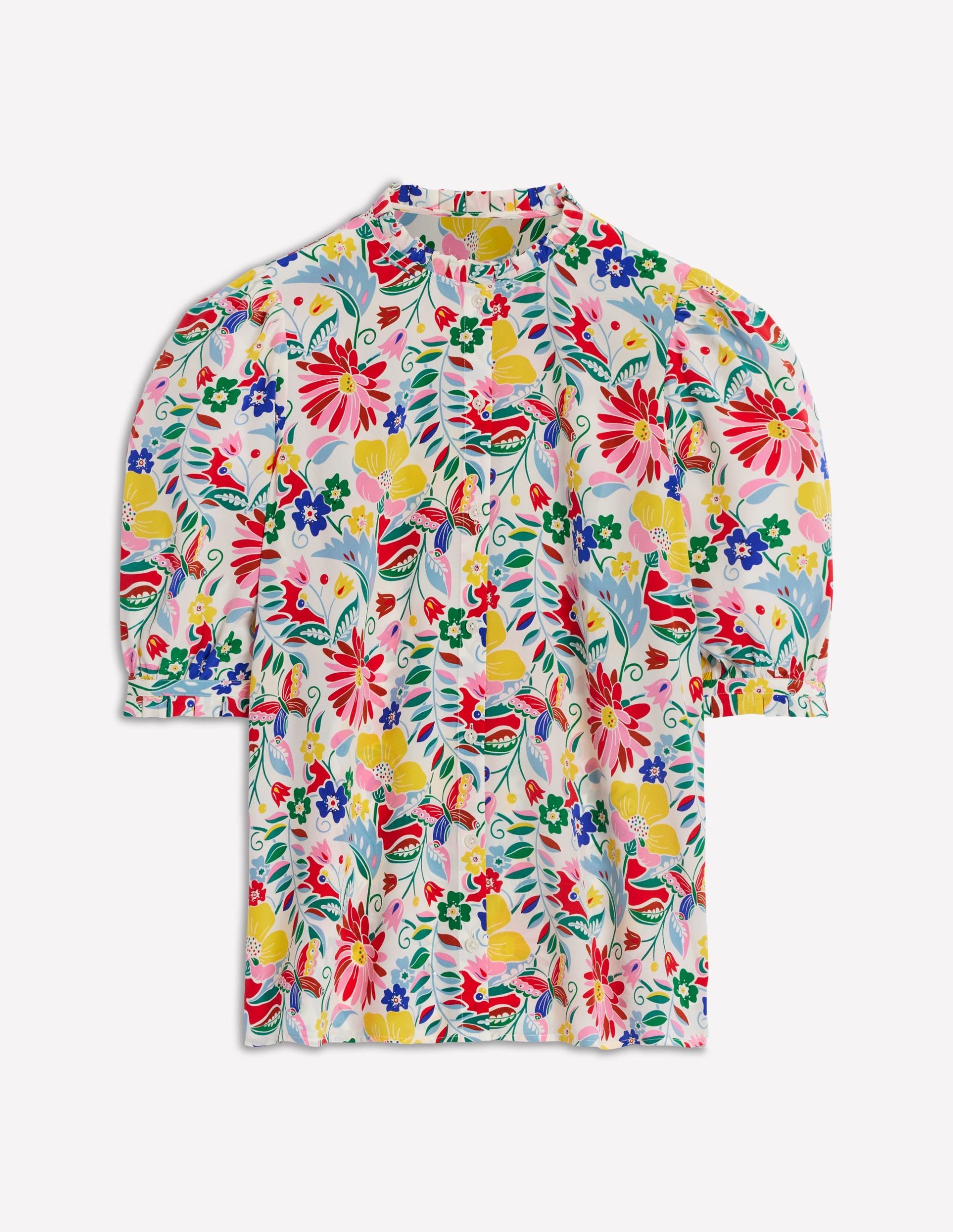 Frill Detail Silk Top-Multi. Wildflower Trail - Image 6