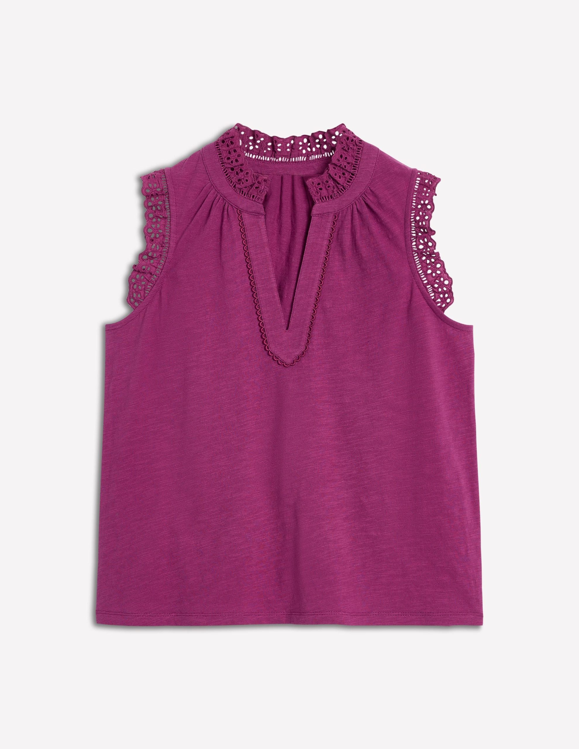 Aria Broderie Trim Vest-Rich Magenta - Image 5